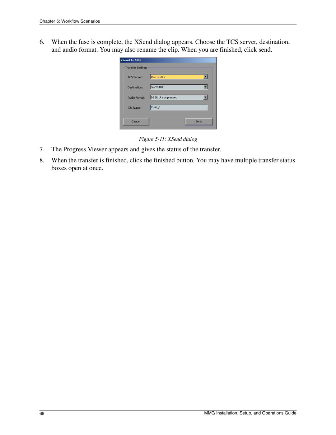 Pinnacle Design 37T100105 manual XSend dialog 