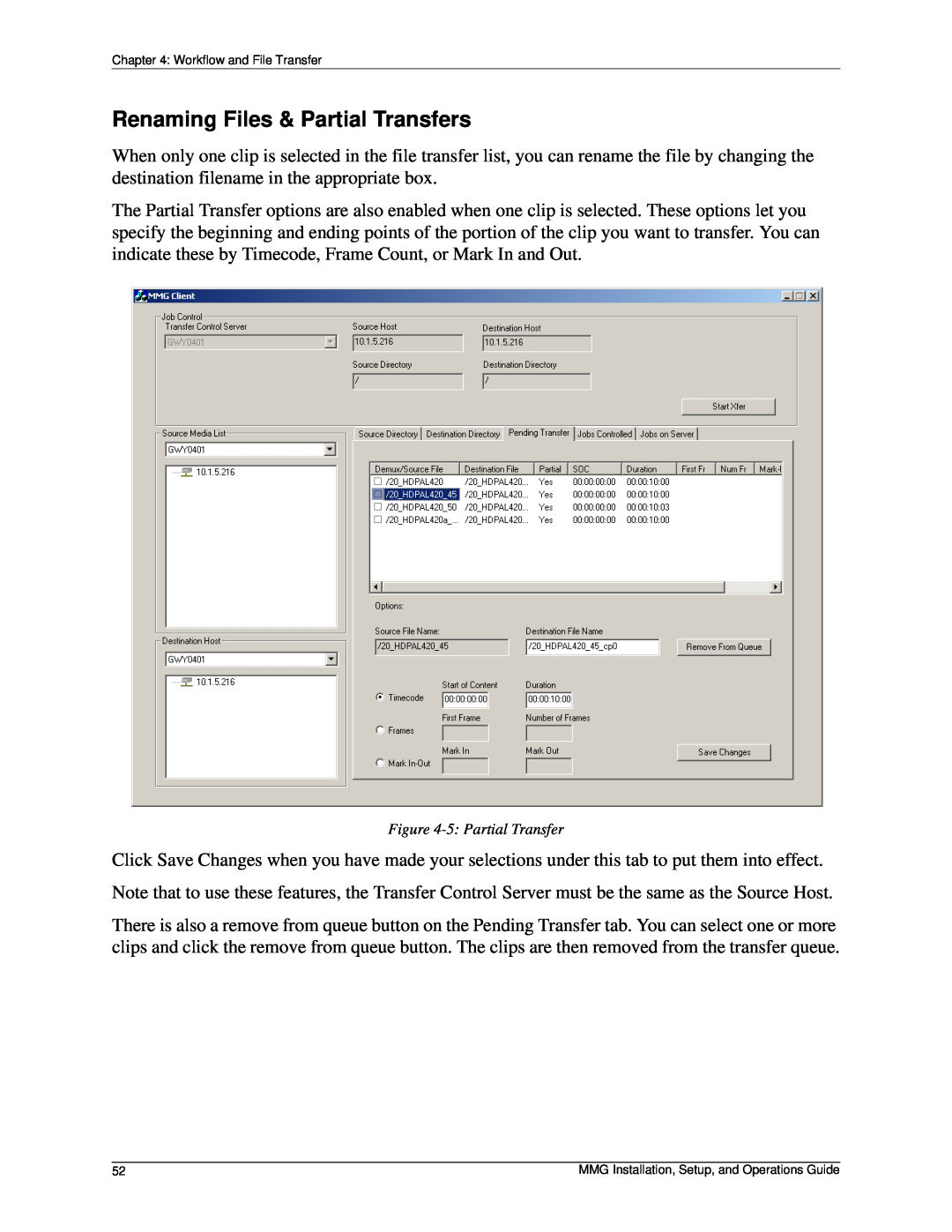 Pinnacle Design 37T100105 manual Renaming Files & Partial Transfers, 5 Partial Transfer 