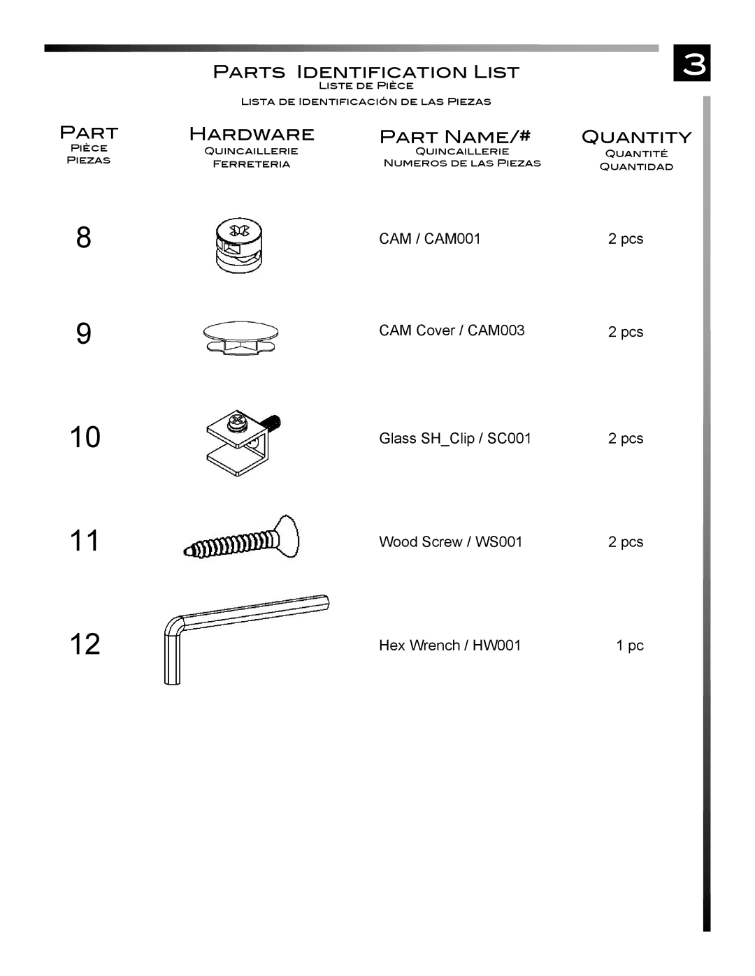 Pinnacle Design TR4676WA manual Pcs 