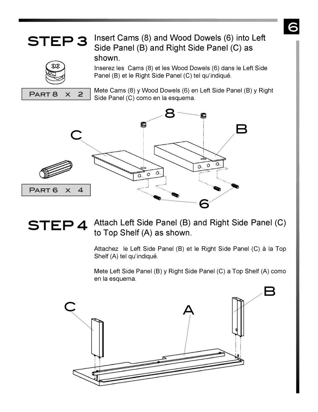 Pinnacle Design TR4676WA manual Part 8 x Part 6 x 