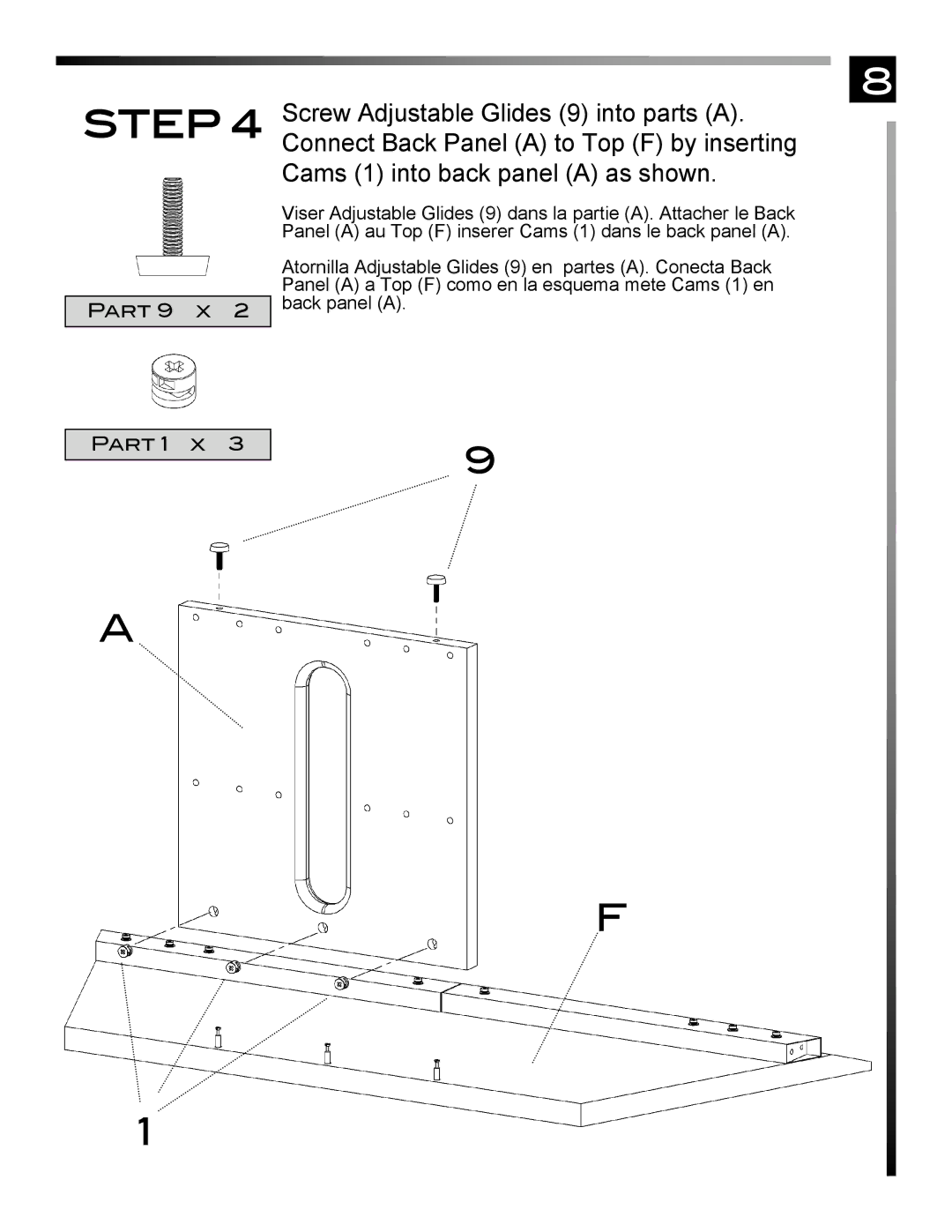 Pinnacle Design TR50X3B manual Part 9 x Part 1 x 