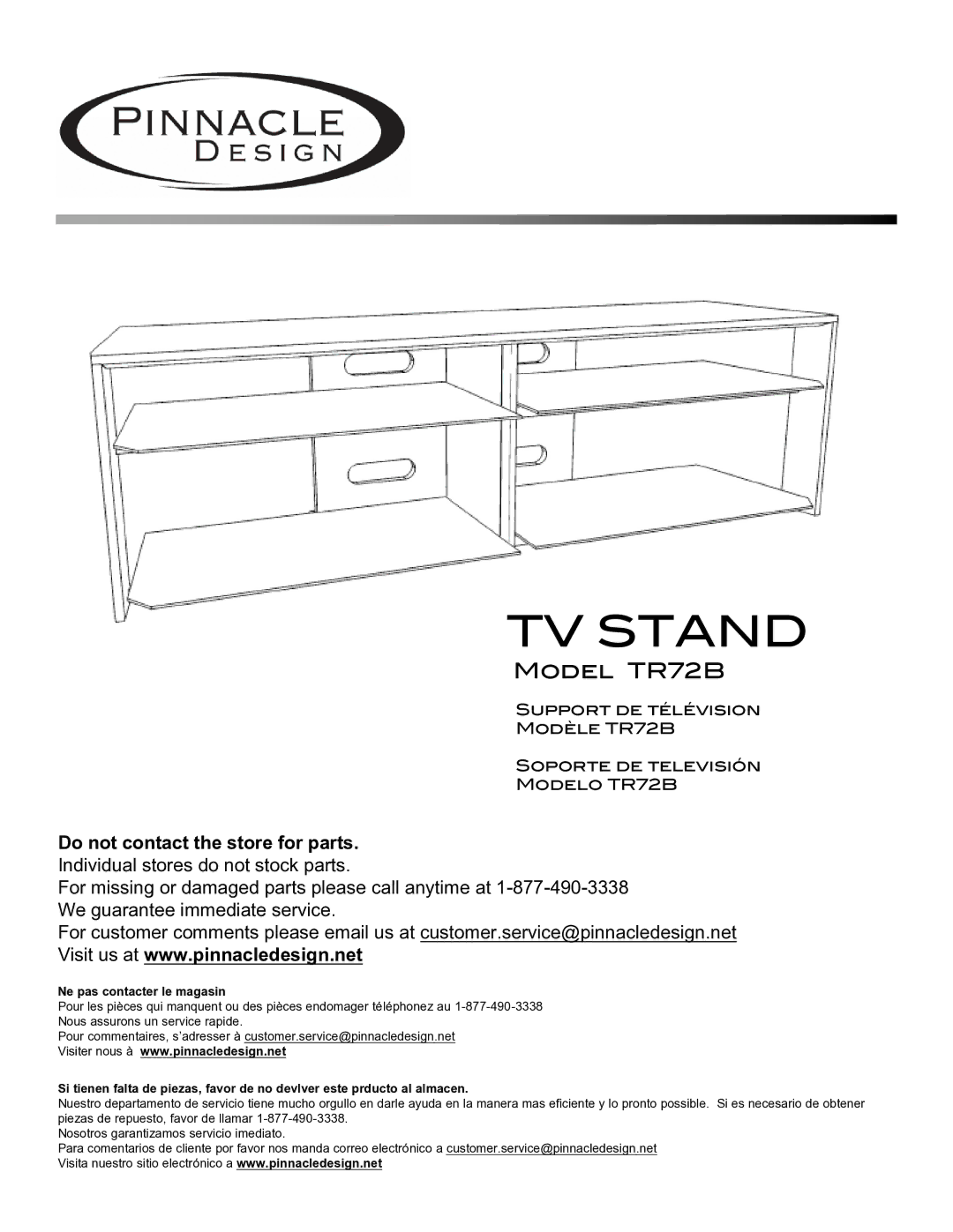 Pinnacle Design manual TV Stand, Model TR72B 