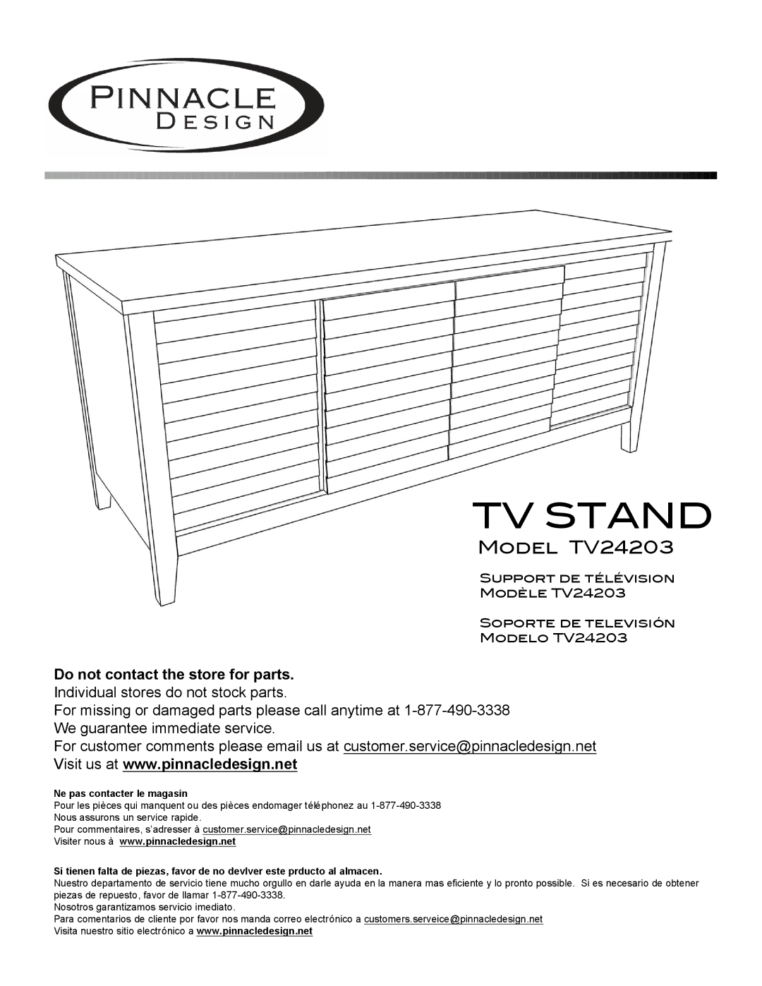 Pinnacle Design TV24203 manual TV Stand 