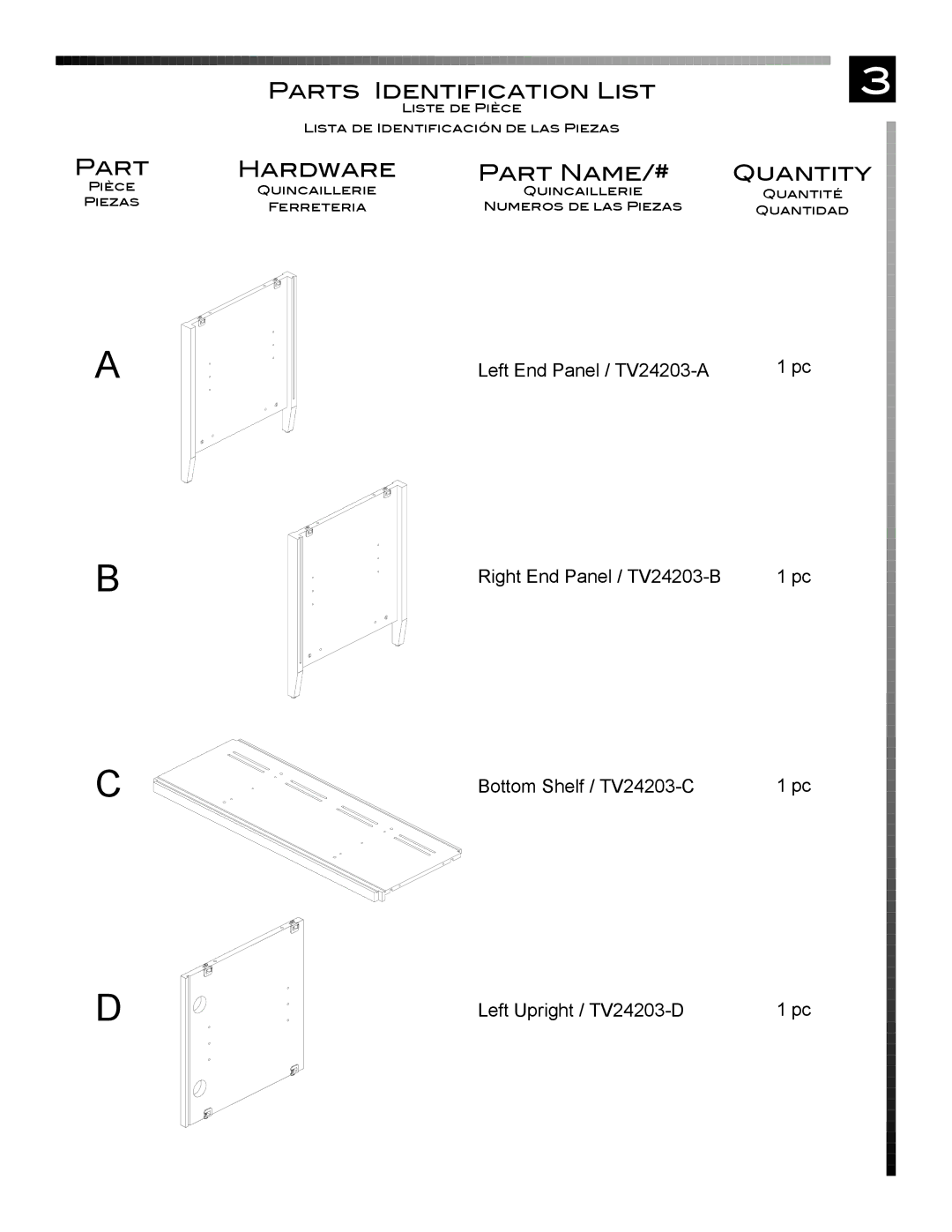 Pinnacle Design manual Left Upright / TV24203-D 