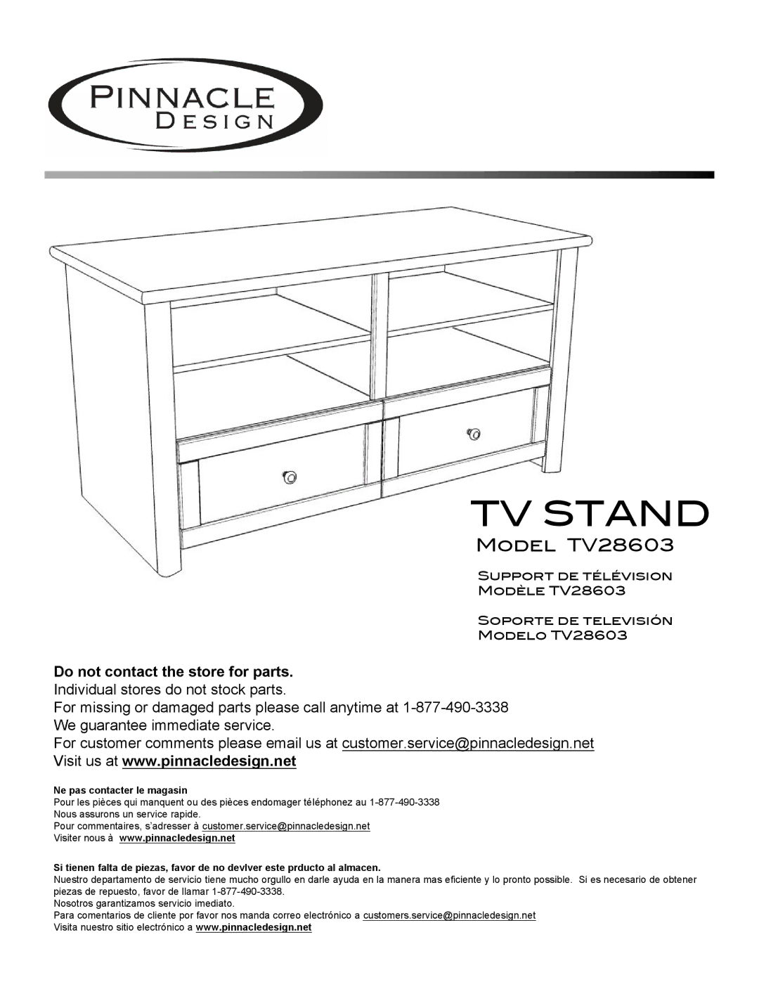 Pinnacle Design TV28603 manual TV Stand 