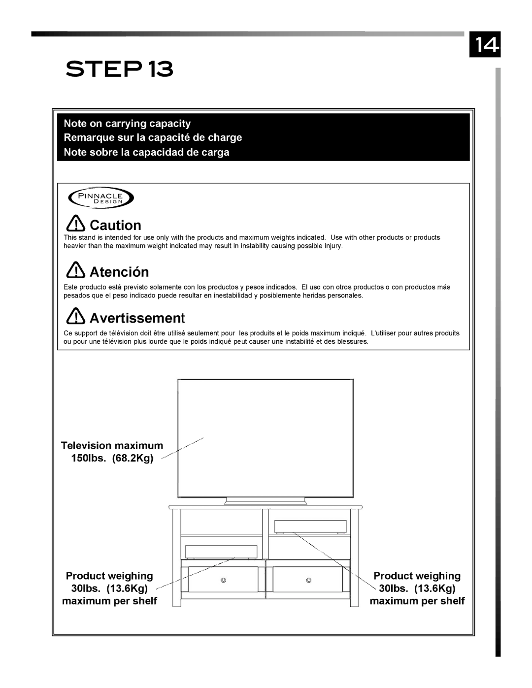 Pinnacle Design TV28603 manual ! Caution 