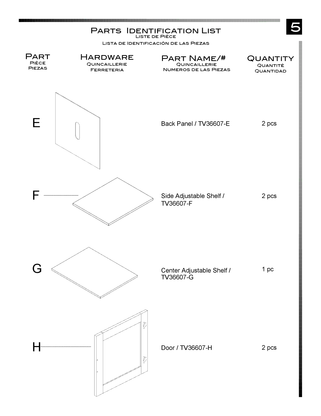 Pinnacle Design manual Pcs Door / TV36607-H 