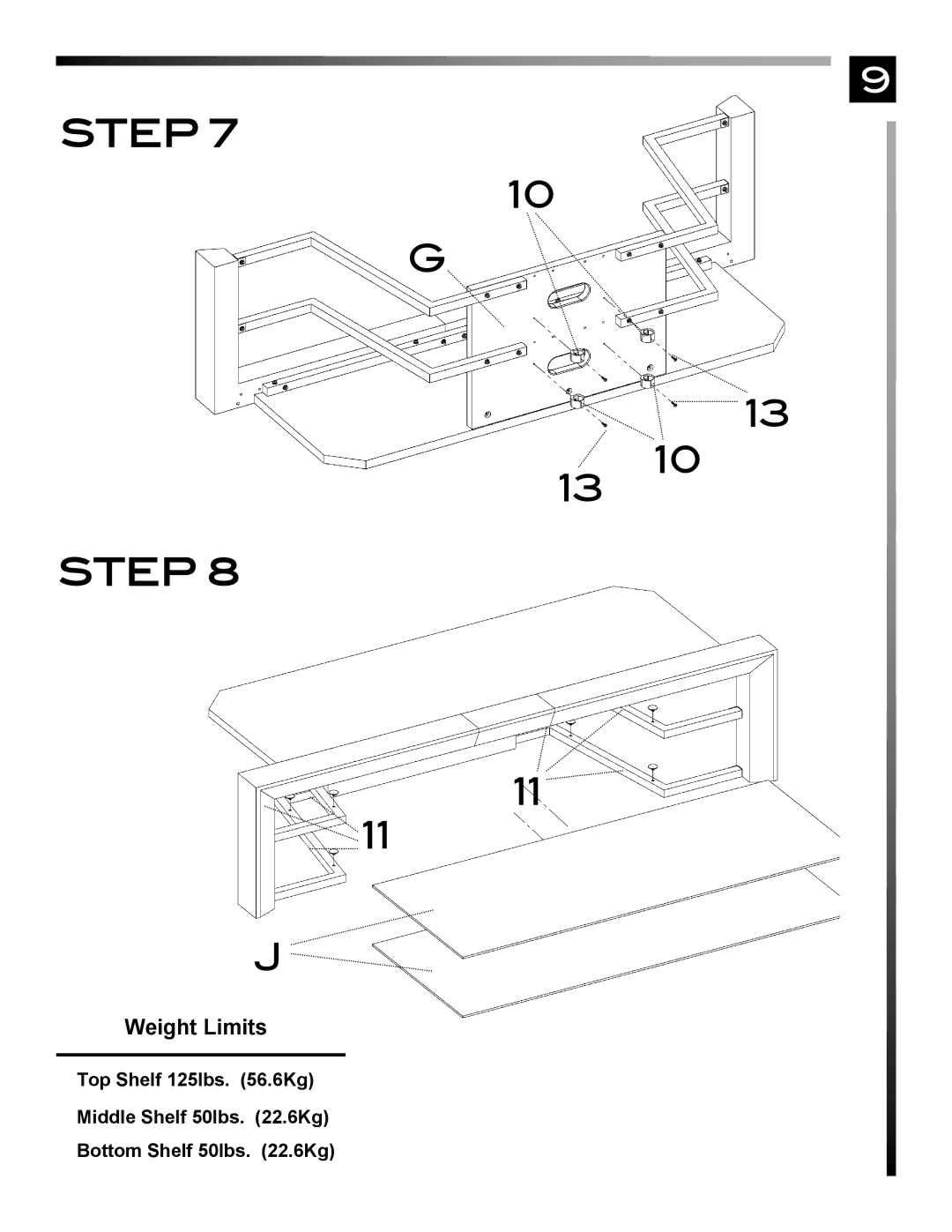 Pinnacle Design TV51102 manual Weight Limits 