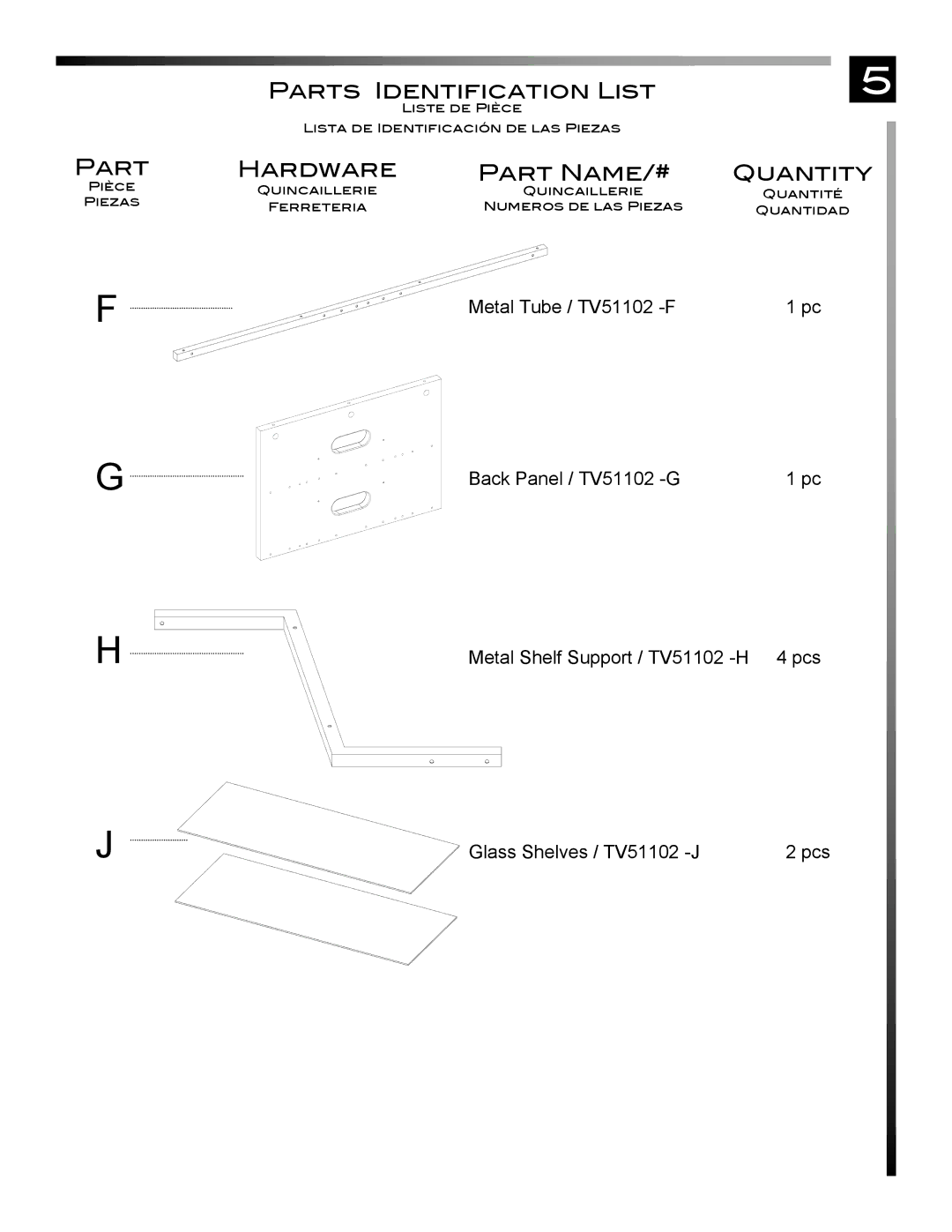 Pinnacle Design TV51102 manual Hardware Part Name/# 