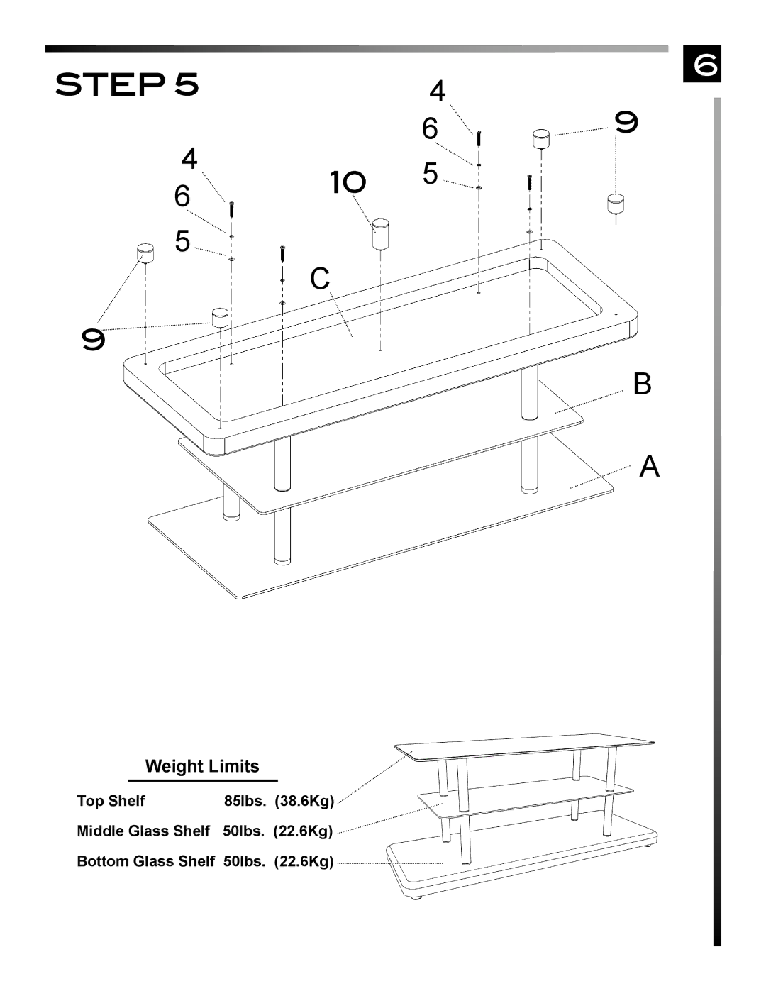 Pinnacle Design TV62101 manual Weight Limits 