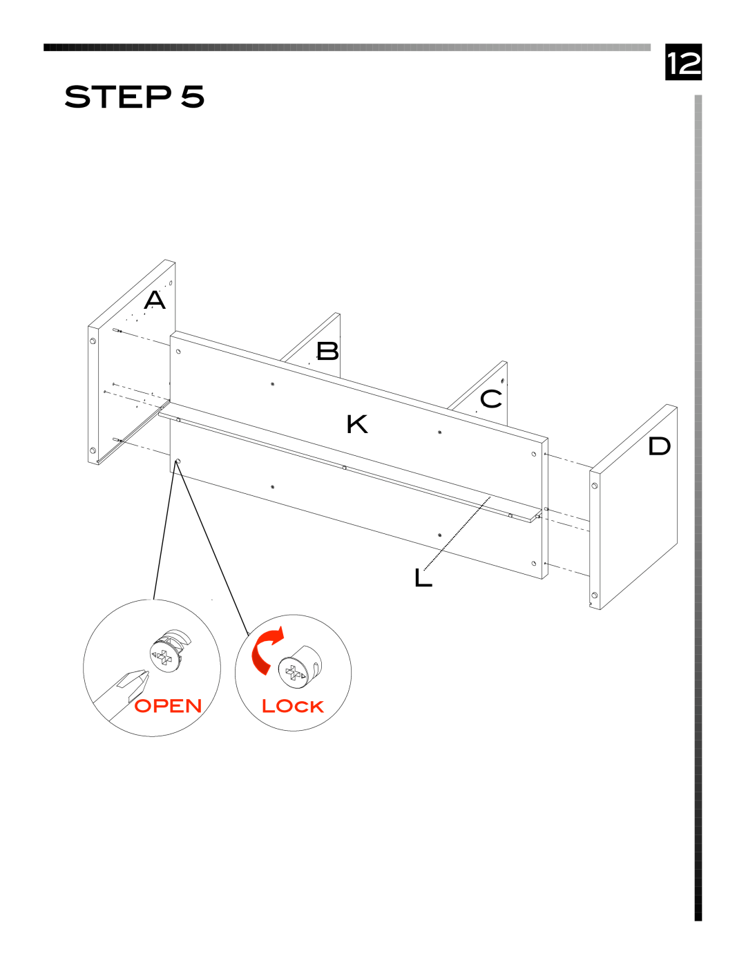 Pinnacle Design TV66607 manual A B C K D L, Step, OPEN LOck 