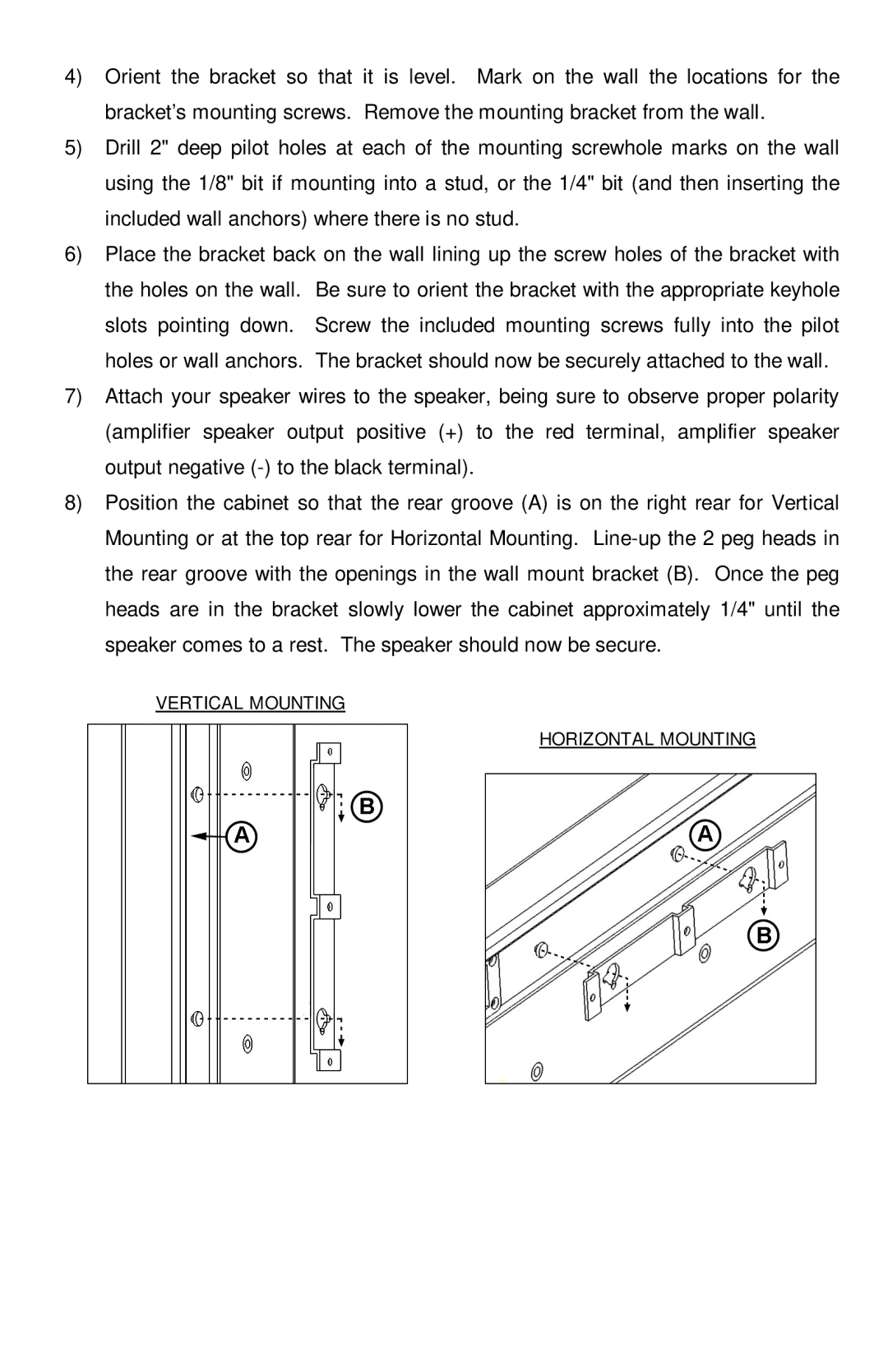 Pinnacle Speakers G0591 manual Vertical Mounting Horizontal Mounting 