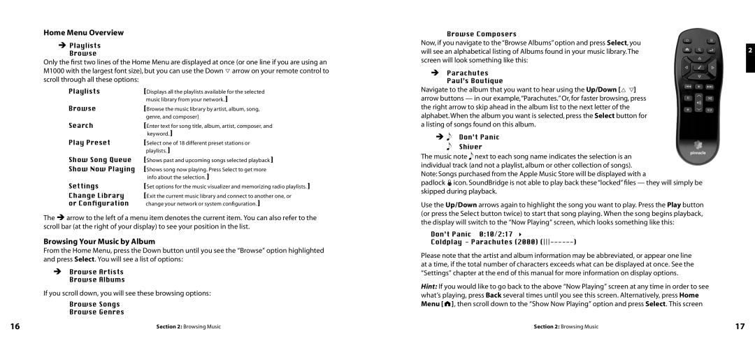 Pinnacle Speakers Wireless Network Music Player manual Home Menu Overview, Browsing Your Music by Album 