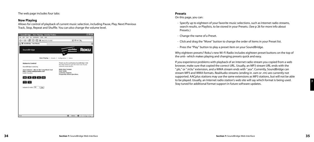 Pinnacle Speakers Wireless Network Music Player manual Now Playing, Presets 