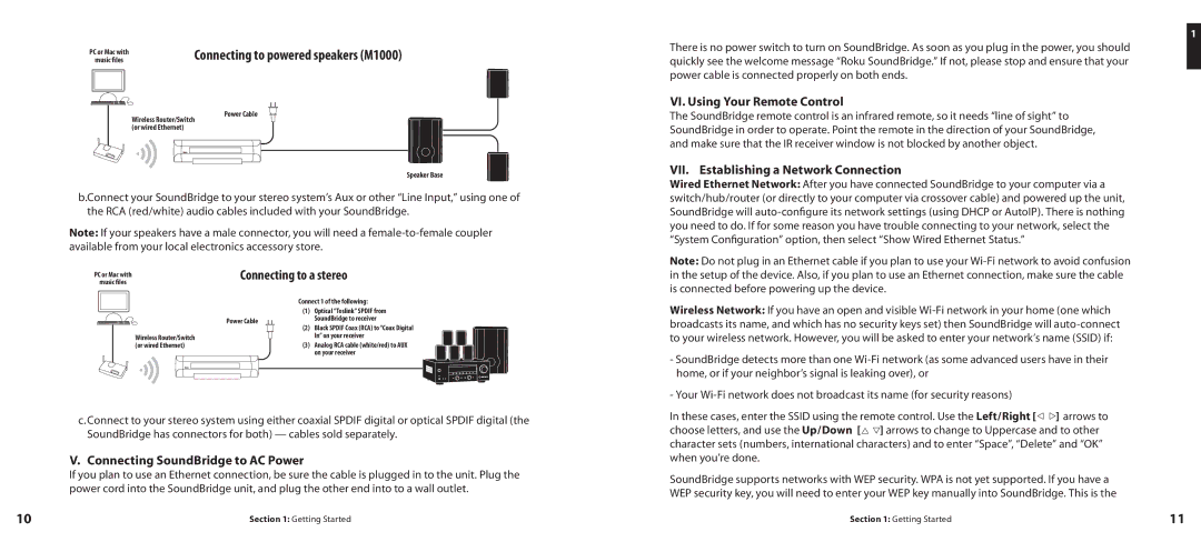 Pinnacle Speakers Wireless Network Music Player VI. Using Your Remote Control, VII. Establishing a Network Connection 