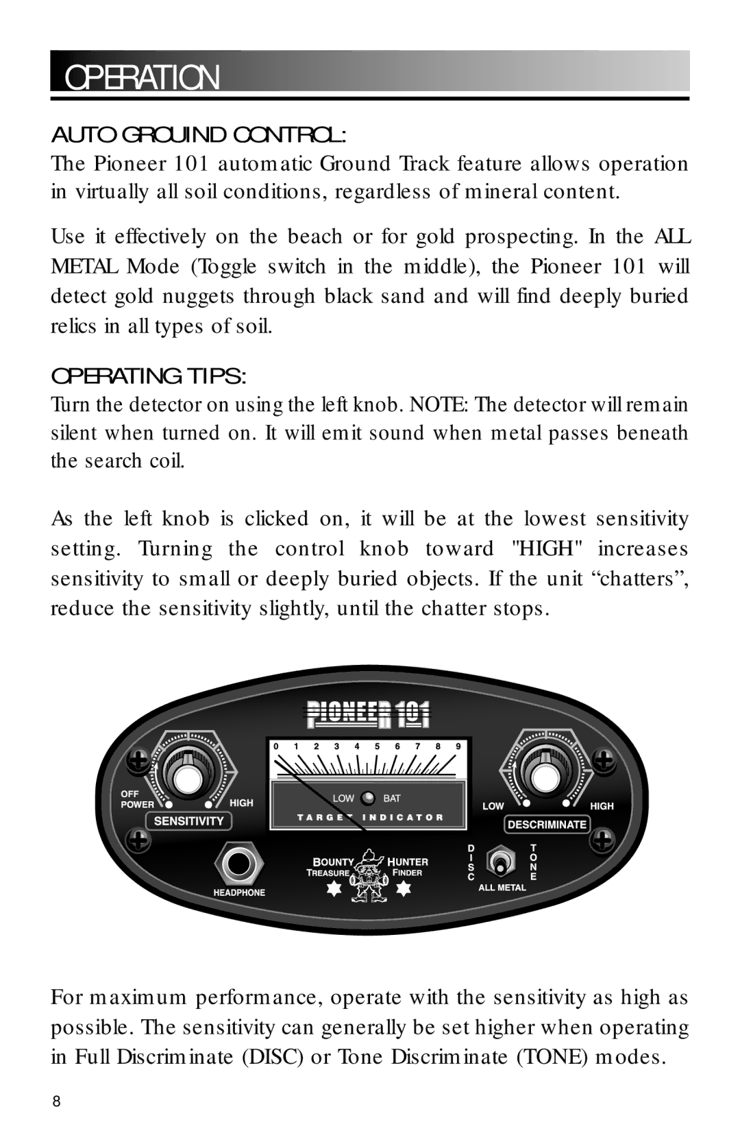 Pioneer 101 owner manual Auto Grouind Control 