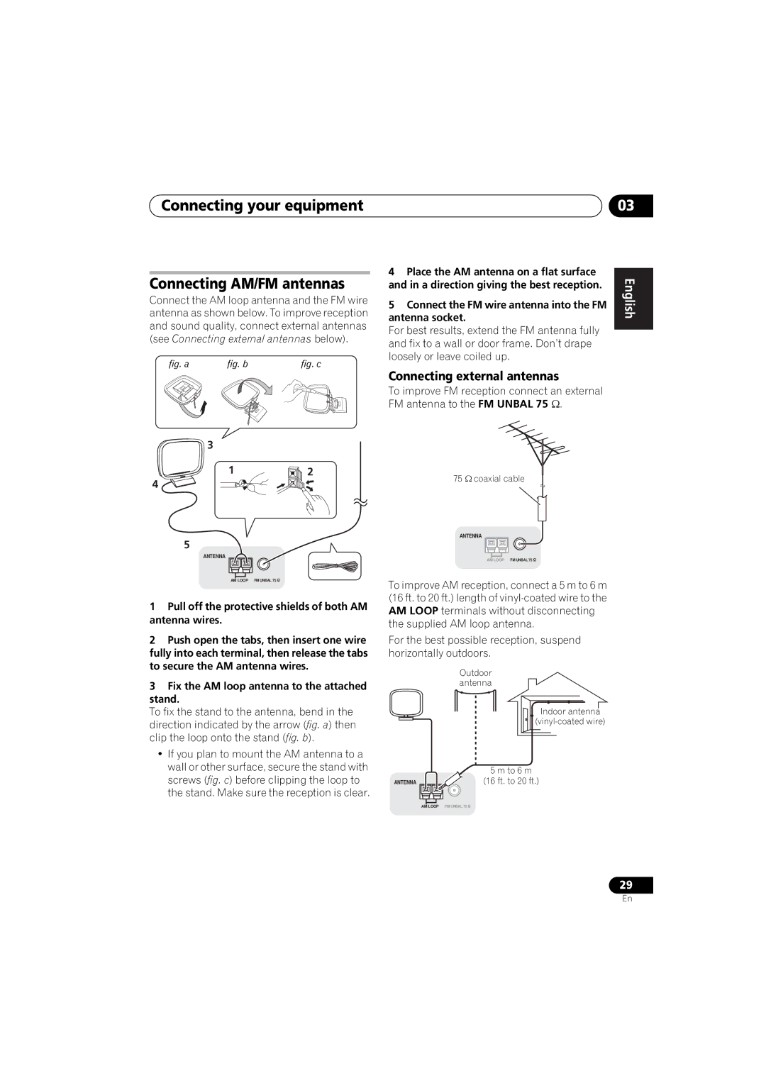 Pioneer 1020 manual Connecting your equipment Connecting AM/FM antennas, Connecting external antennas 