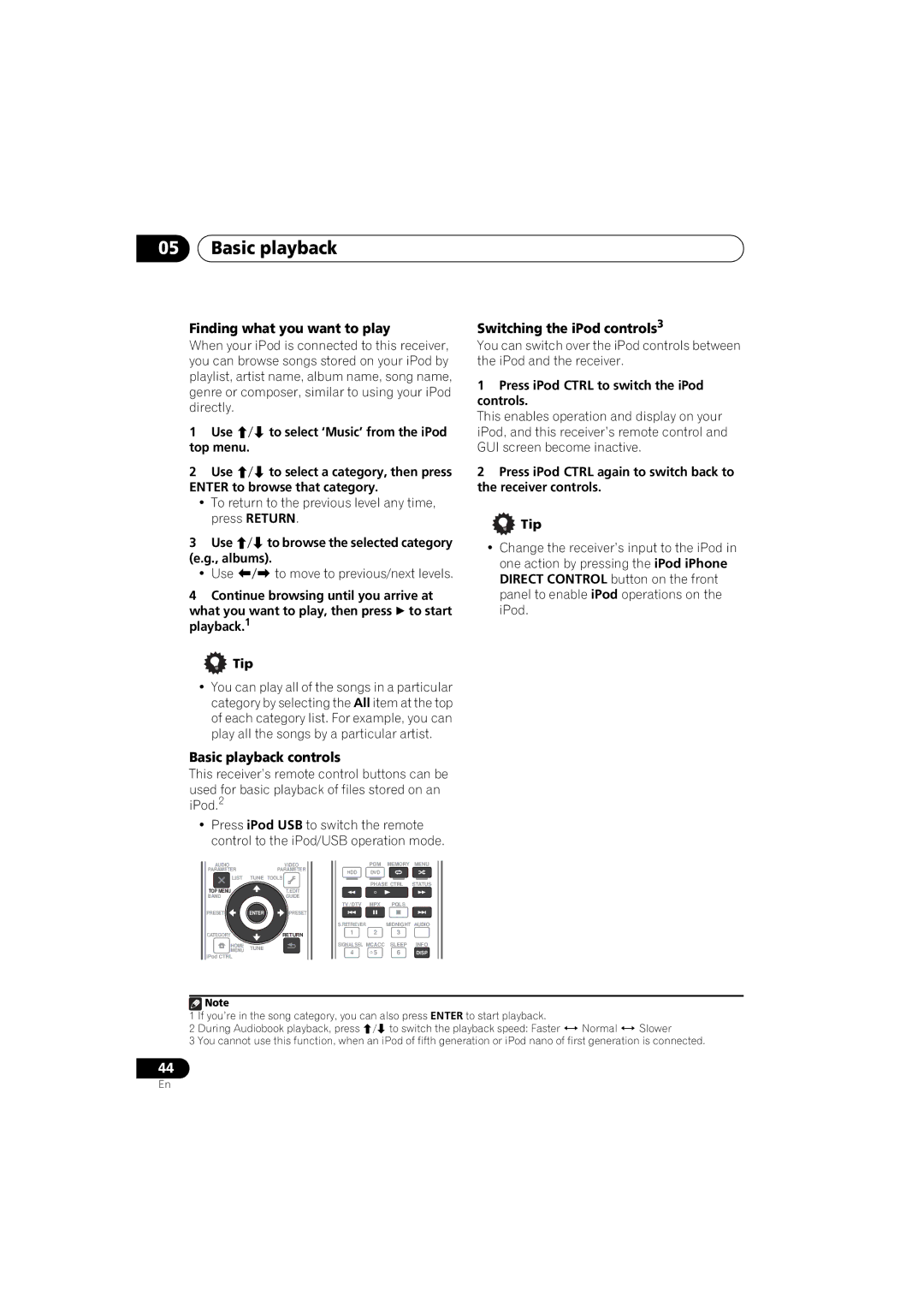 Pioneer 1020 manual Finding what you want to play, Switching the iPod controls3, Basic playback controls 