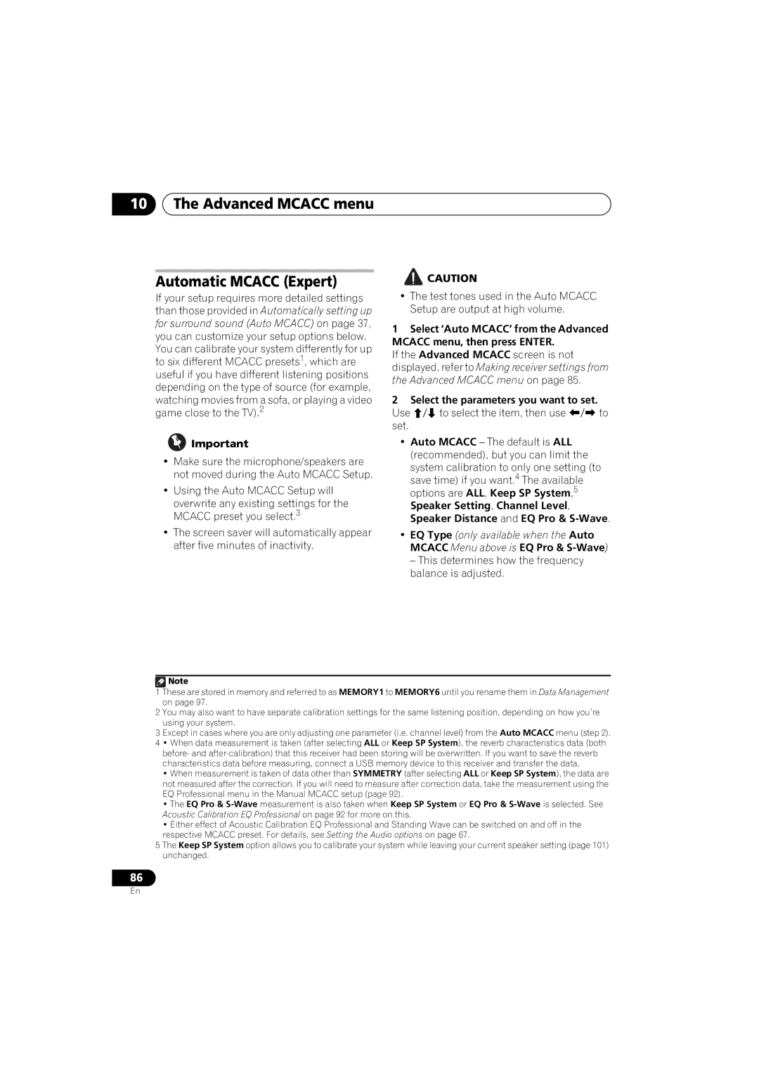 Pioneer 1020 manual Advanced Mcacc menu Automatic Mcacc Expert, This determines how the frequency balance is adjusted 