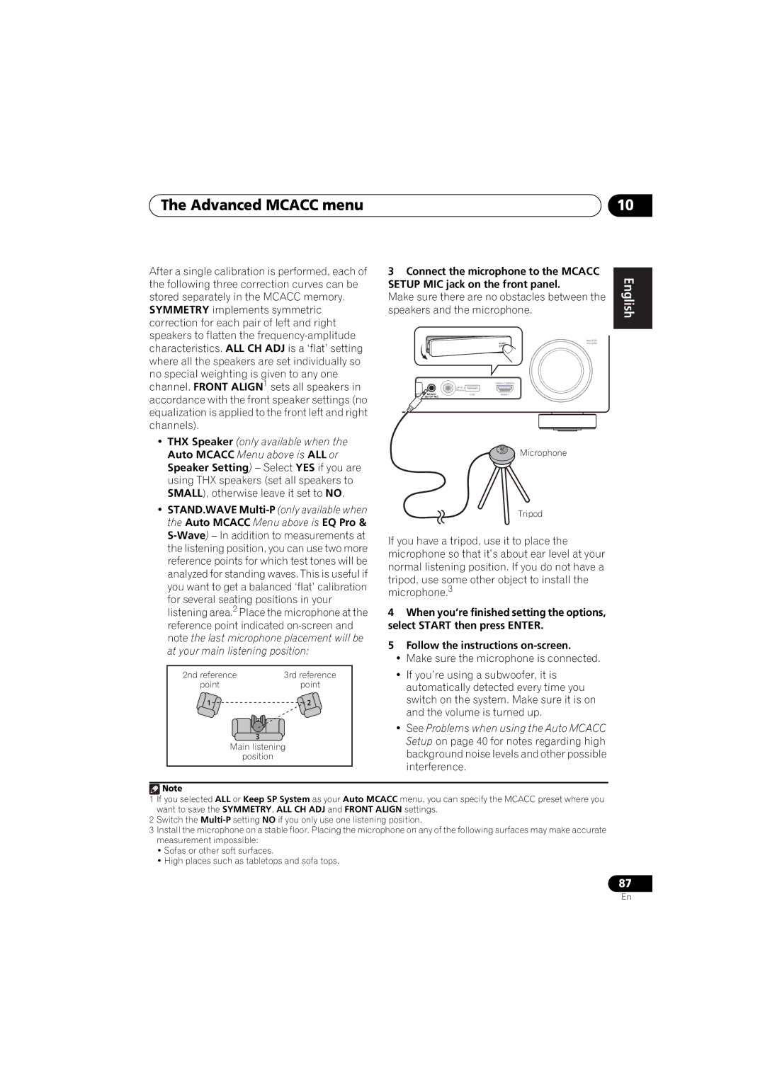 Pioneer 1020 manual Advanced Mcacc menu, English Deutsch Français 