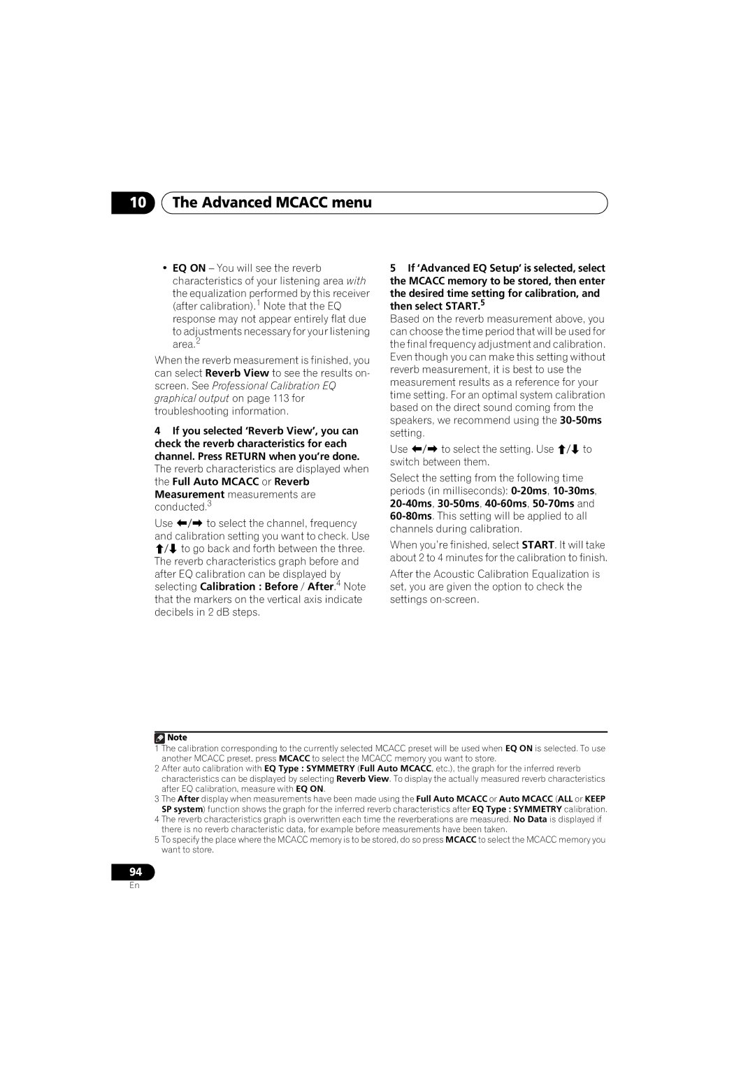 Pioneer 1020 manual Advanced Mcacc menu 