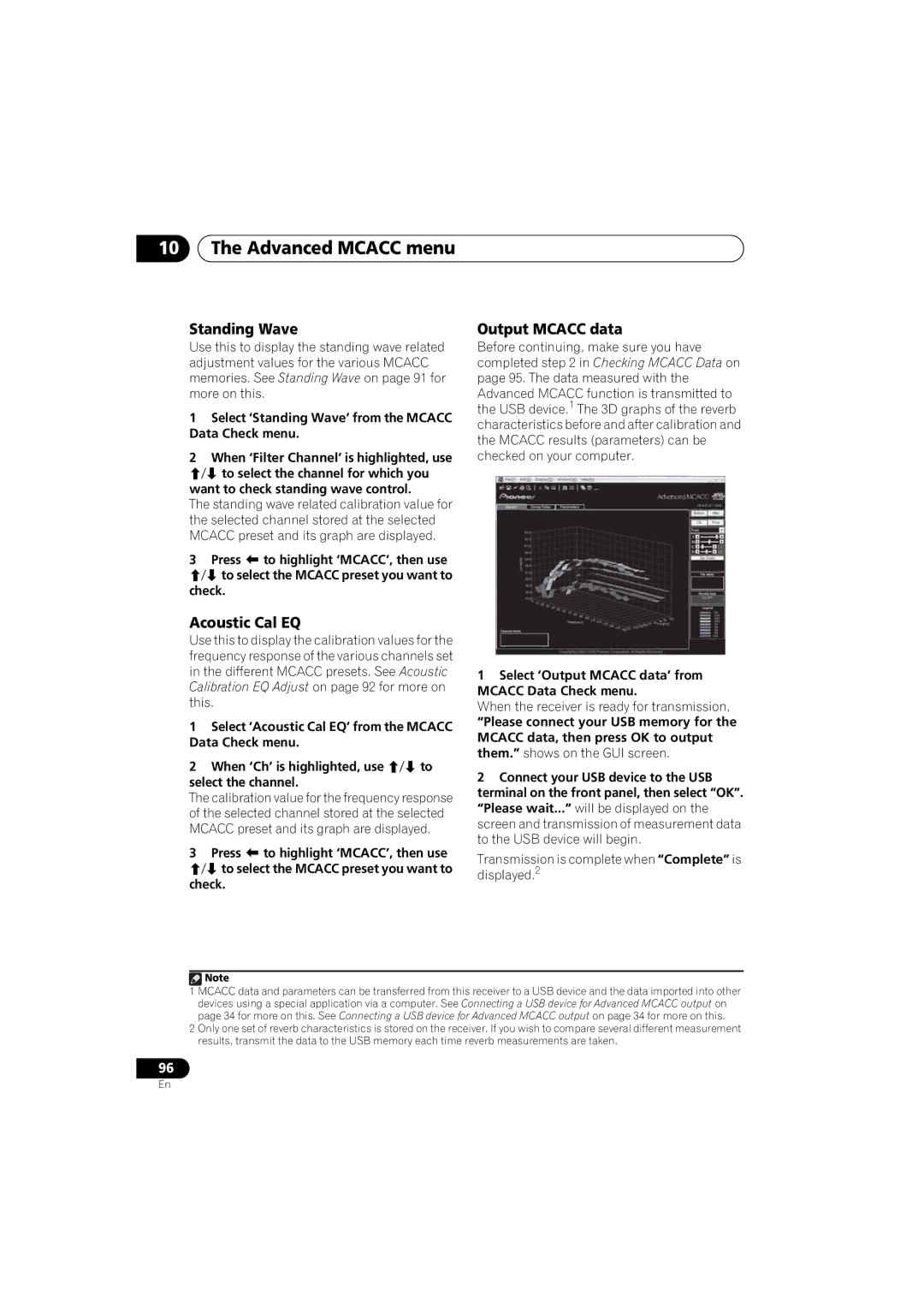 Pioneer 1020 manual Acoustic Cal EQ, Select ‘Output Mcacc data’ from Mcacc Data Check menu 