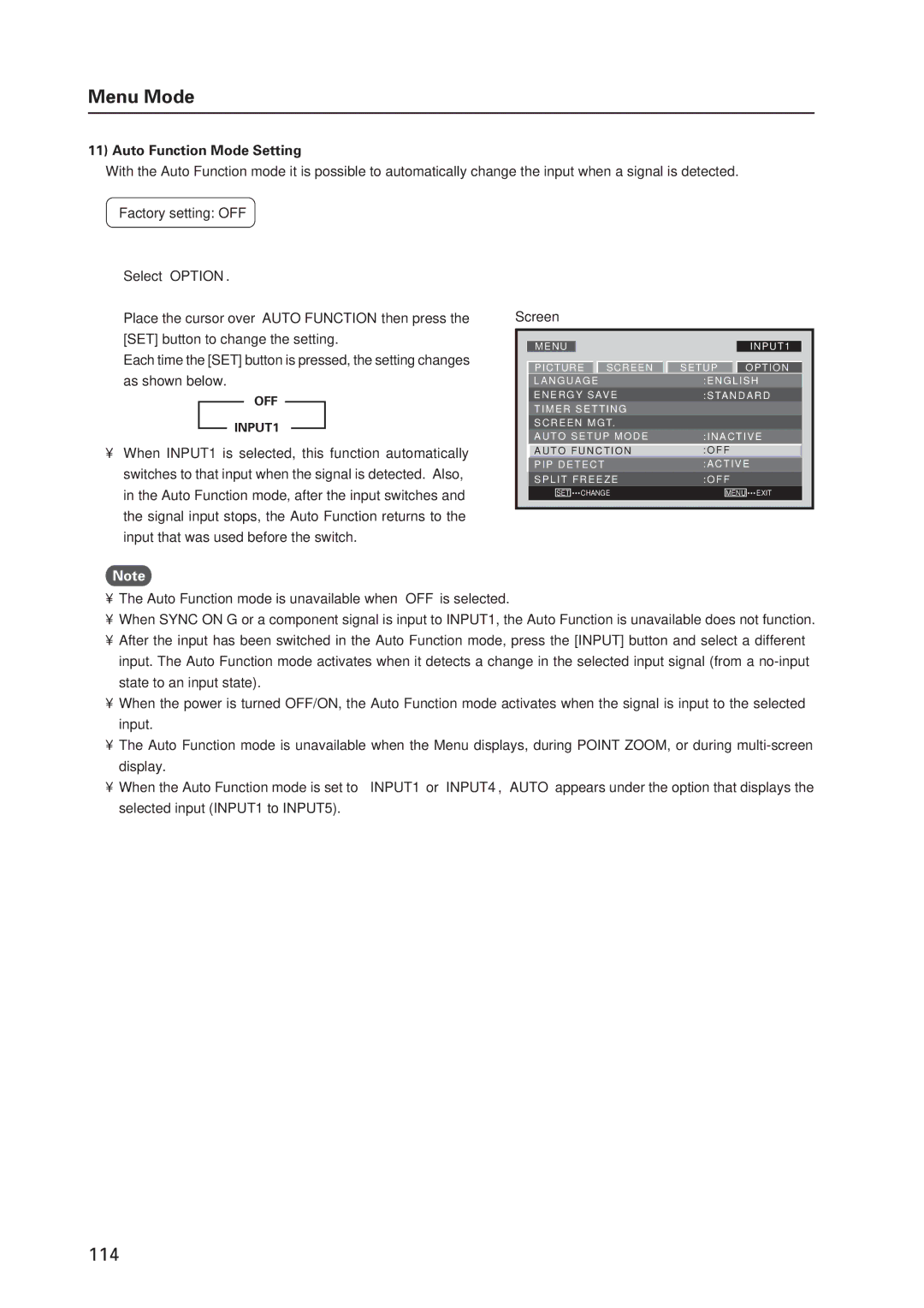 Pioneer 12 technical manual Auto Function Mode Setting, As shown below 