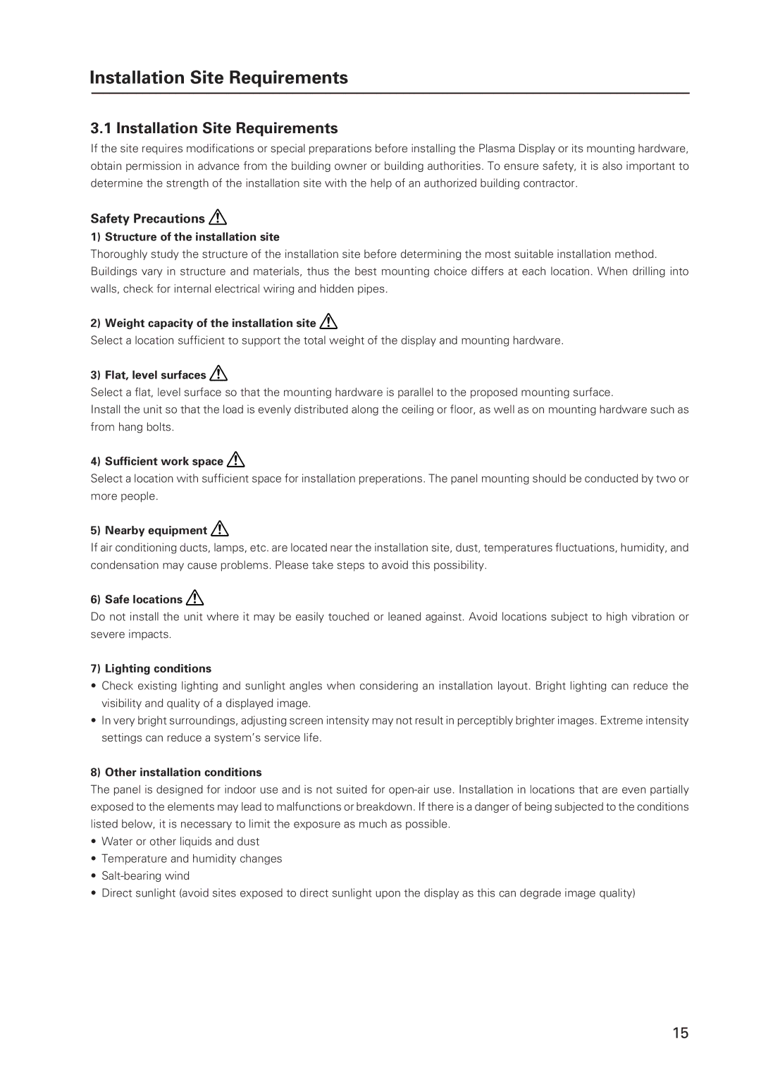 Pioneer 12 technical manual Installation Site Requirements, Safety Precautions 