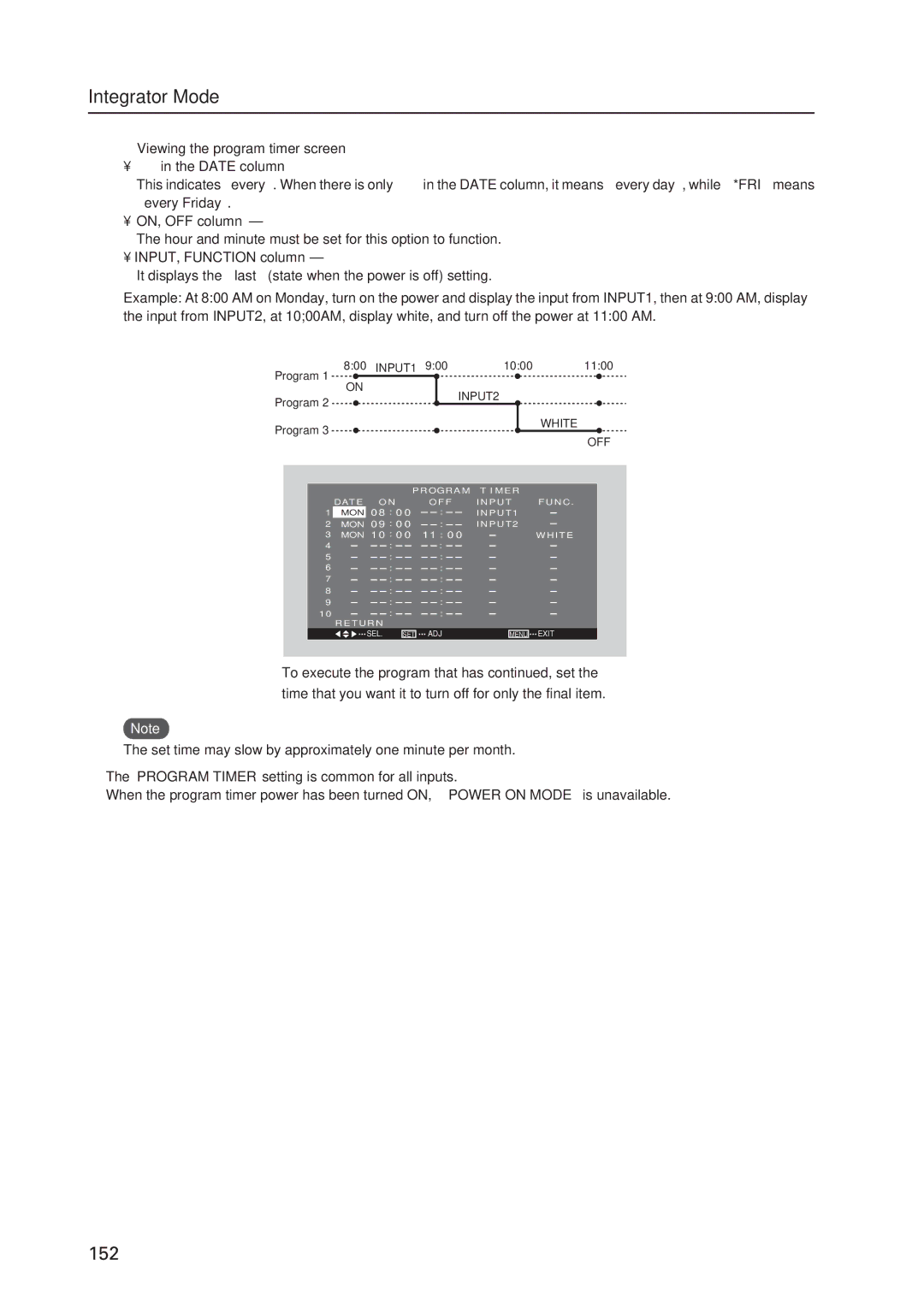 Pioneer 12 technical manual Viewing the program timer screen 