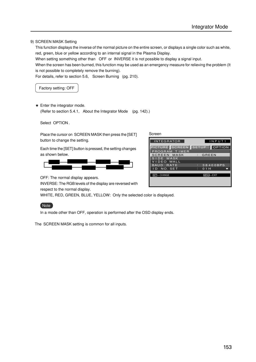 Pioneer 12 technical manual Screen Mask Setting 