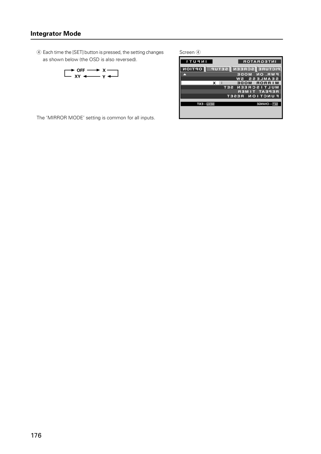 Pioneer 12 technical manual ‘MIRROR MODE’ setting is common for all inputs Screen 