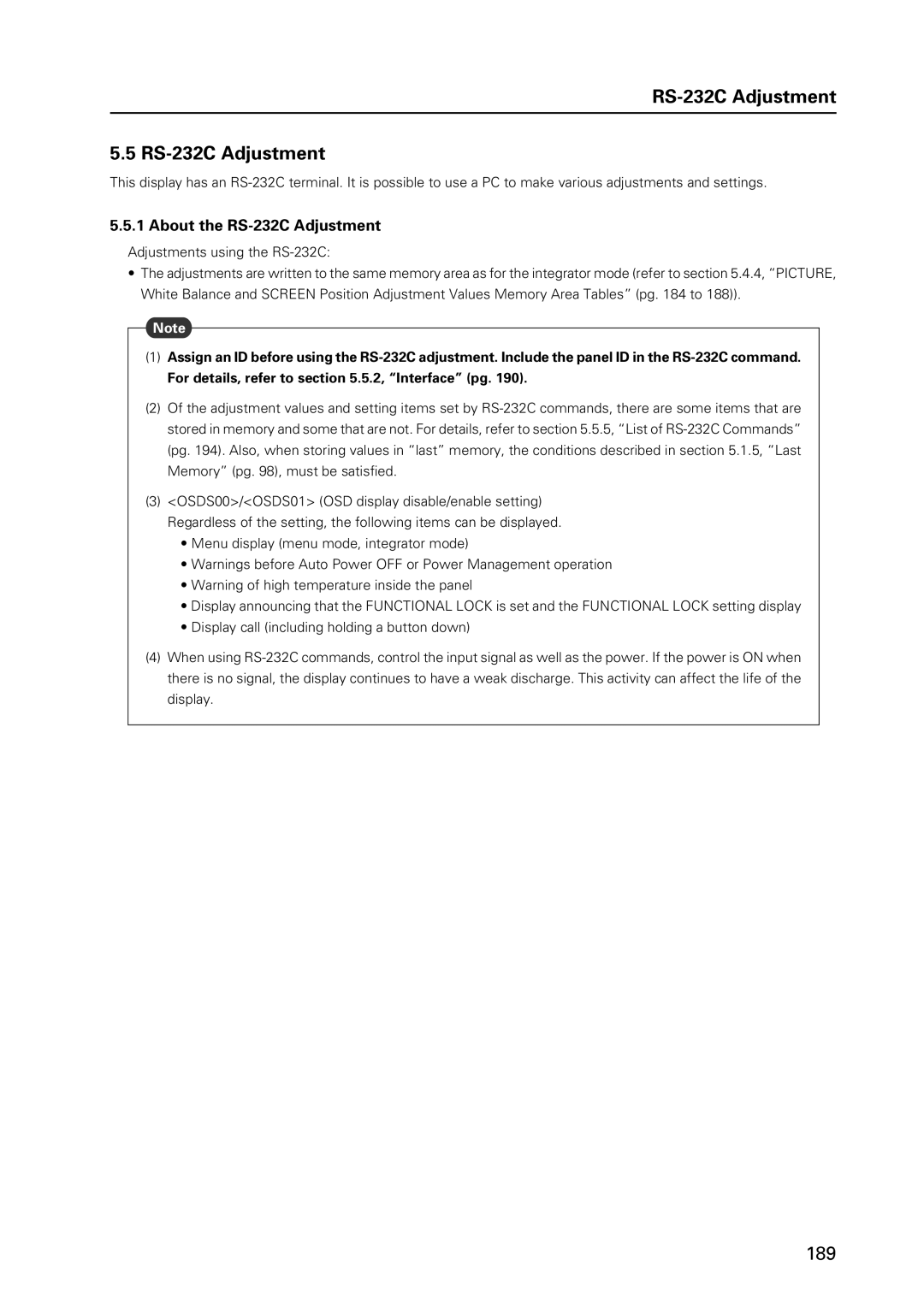 Pioneer 12 technical manual About the RS-232C Adjustment 