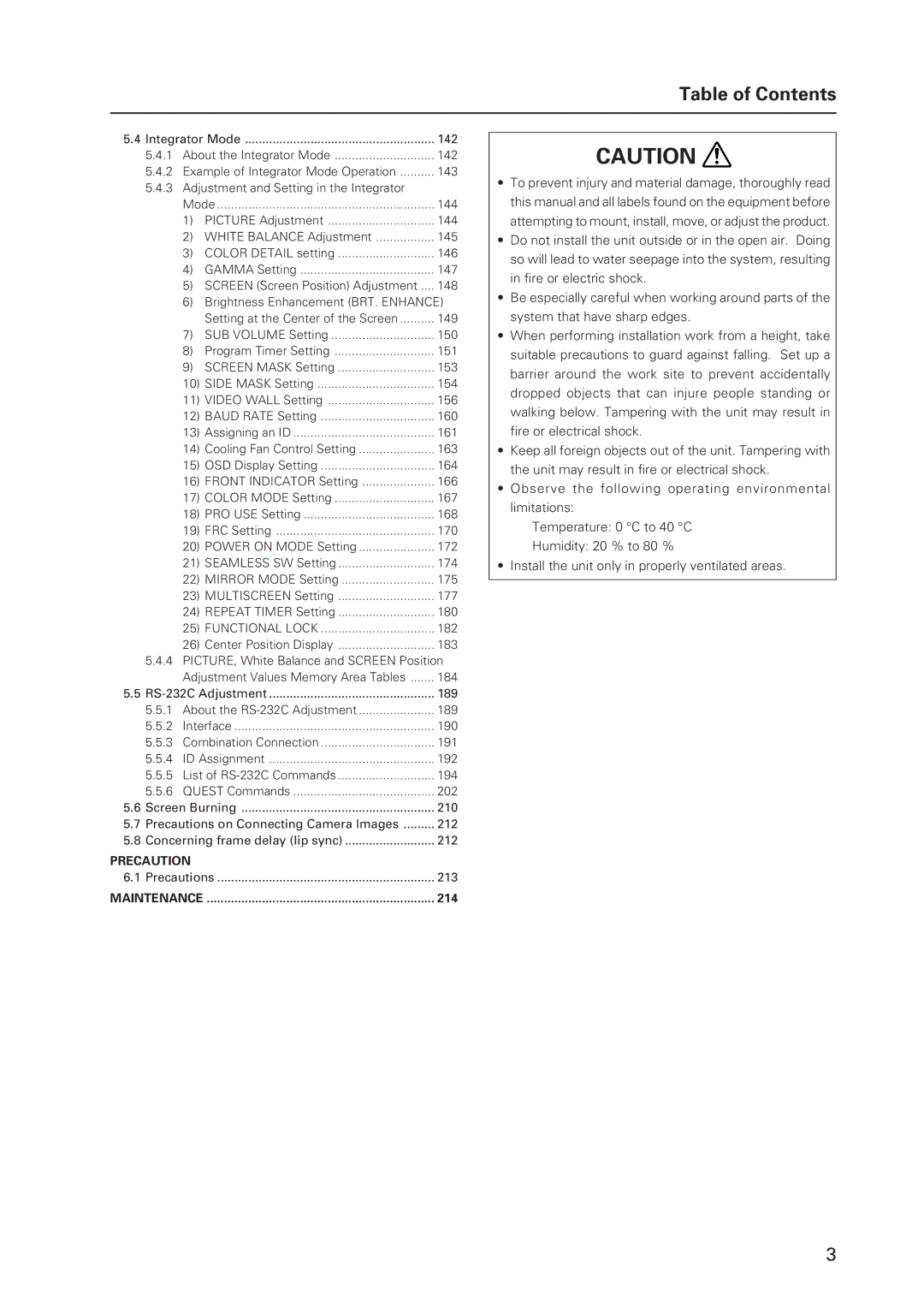 Pioneer 12 technical manual Table of Contents 