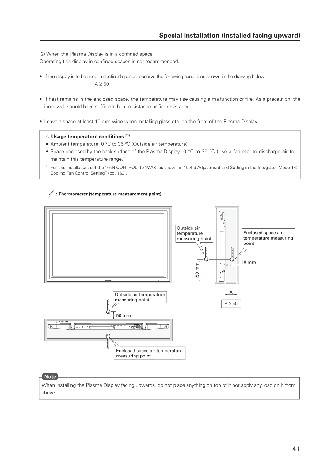 Pioneer 12 technical manual Usage temperature conditions *1, Thermometer temperature measurement point 