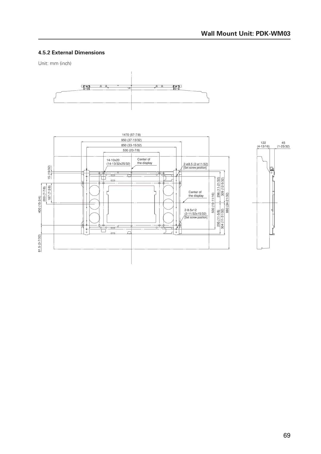 Pioneer 12 technical manual Center of the display 