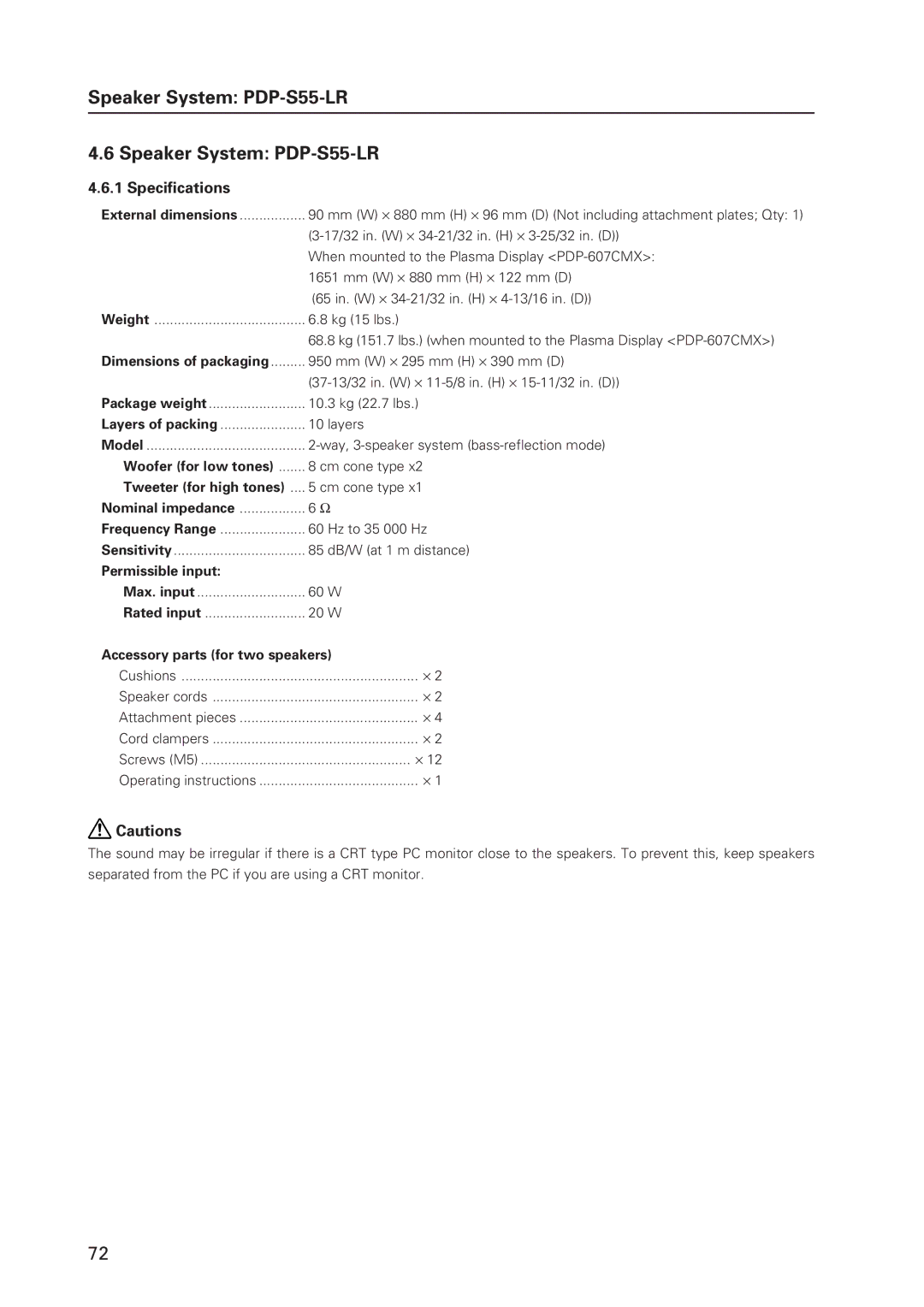 Pioneer 12 technical manual Speaker System PDP-S55-LR 