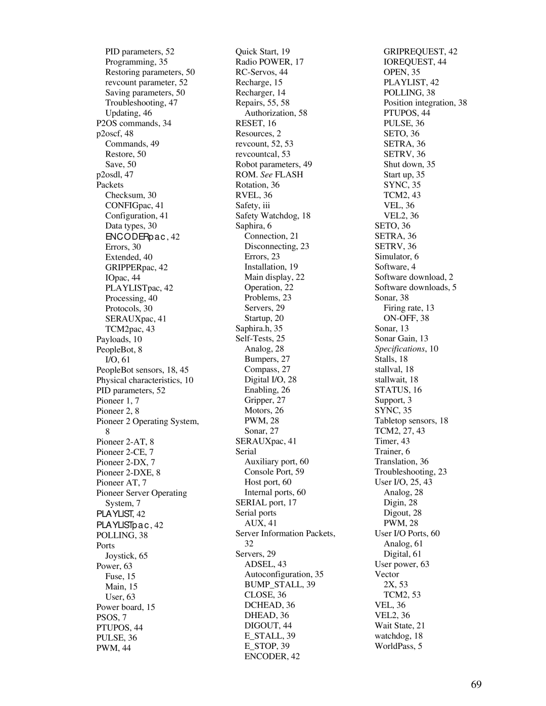 Pioneer 2 / PeopleBot manual Specifications 