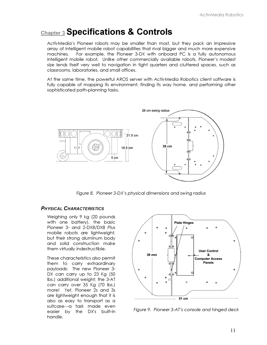 Pioneer 2TM, 3TM manual Specifications & Controls, Physical Characteristics 