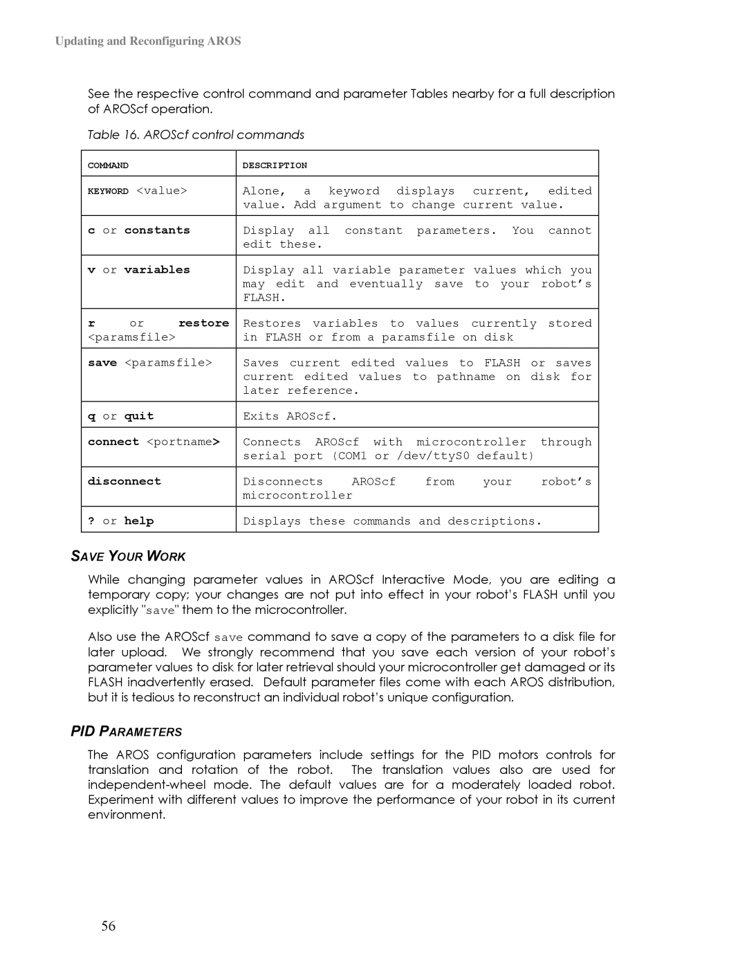 Pioneer 3TM, 2TM manual Save Your Work, PID Parameters 