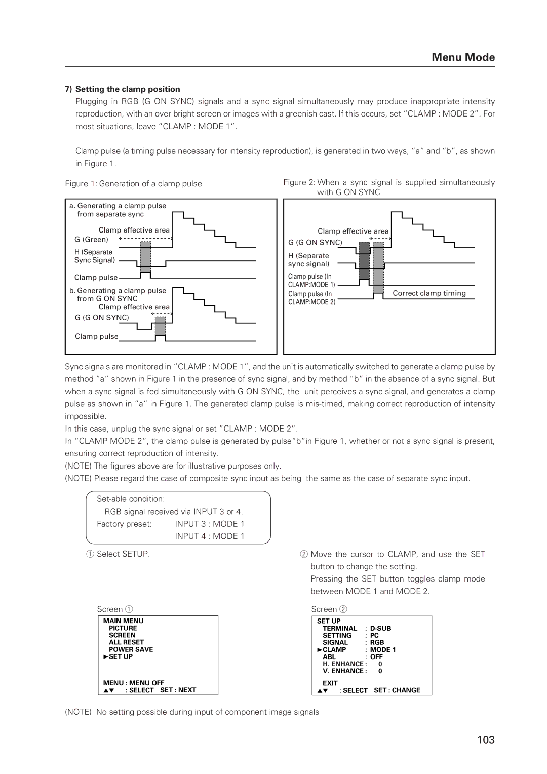 Pioneer 502MX technical manual Setting the clamp position, Input 4 Mode 