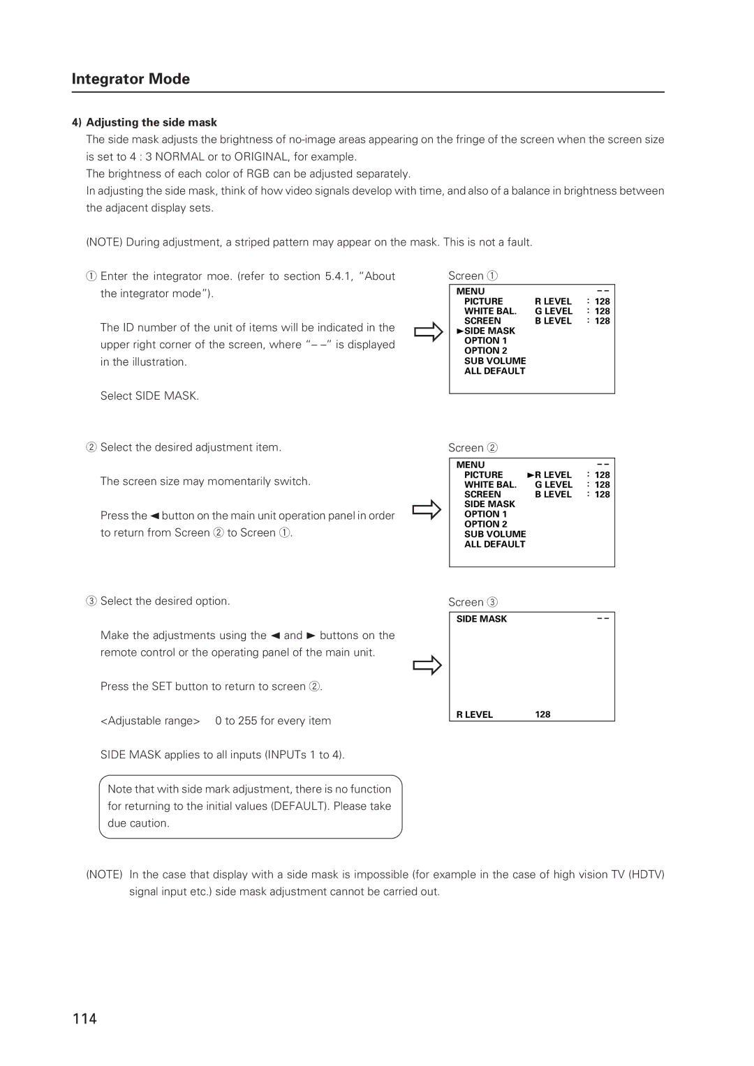 Pioneer 502MX technical manual Adjusting the side mask 