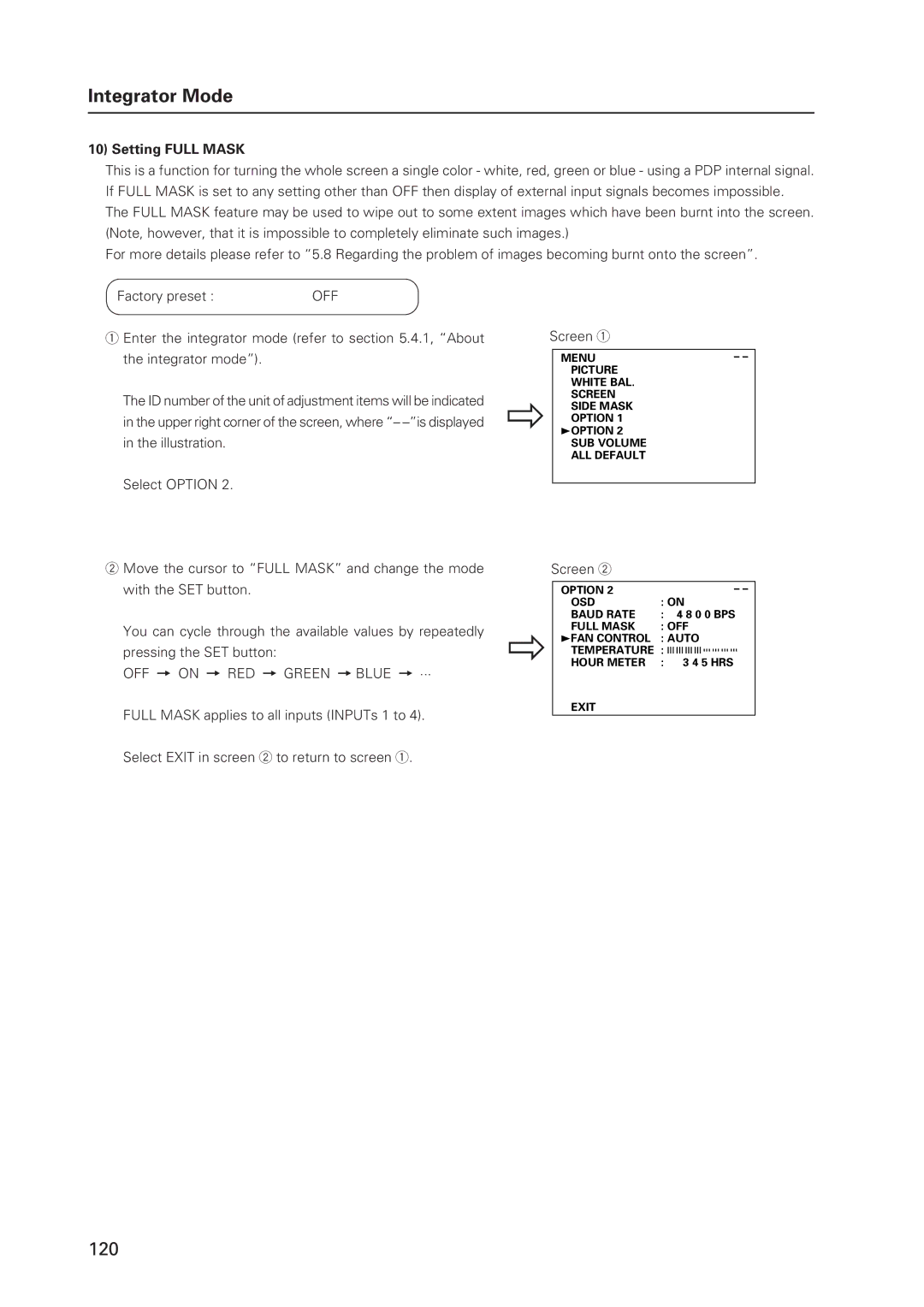 Pioneer 502MX technical manual Setting Full Mask 