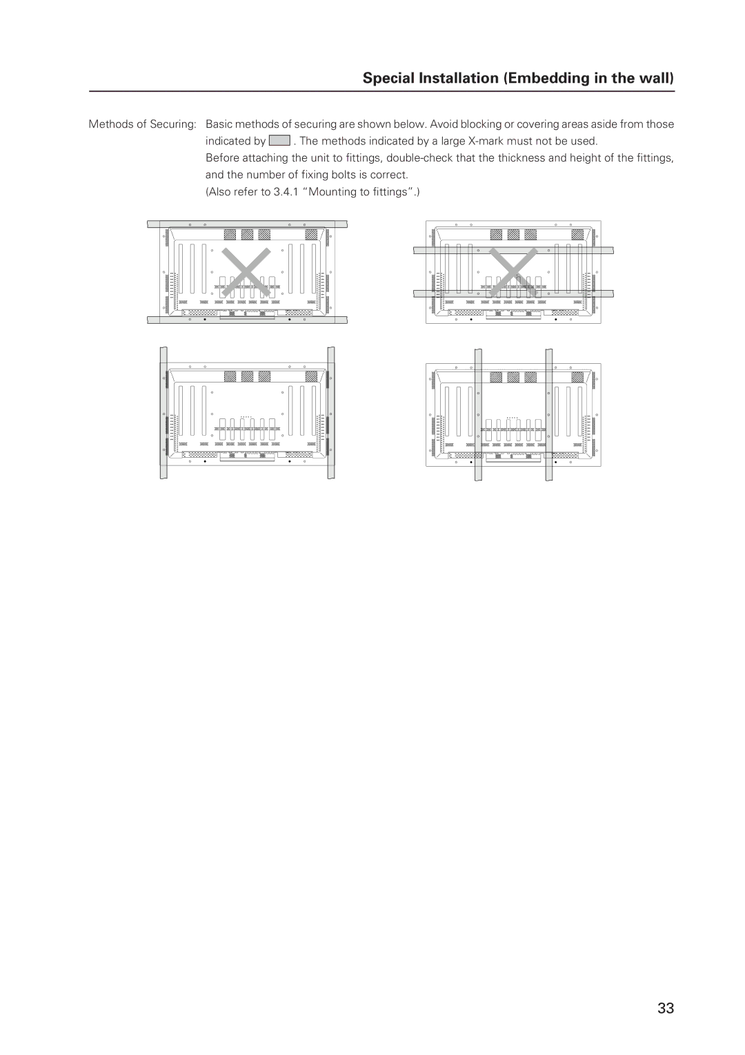 Pioneer 502MX technical manual Special Installation Embedding in the wall 