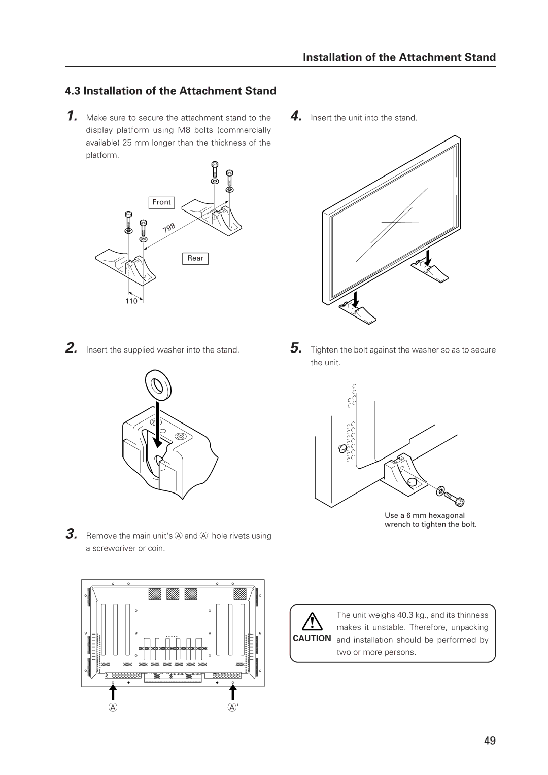 Pioneer 502MX technical manual Installation of the Attachment Stand 