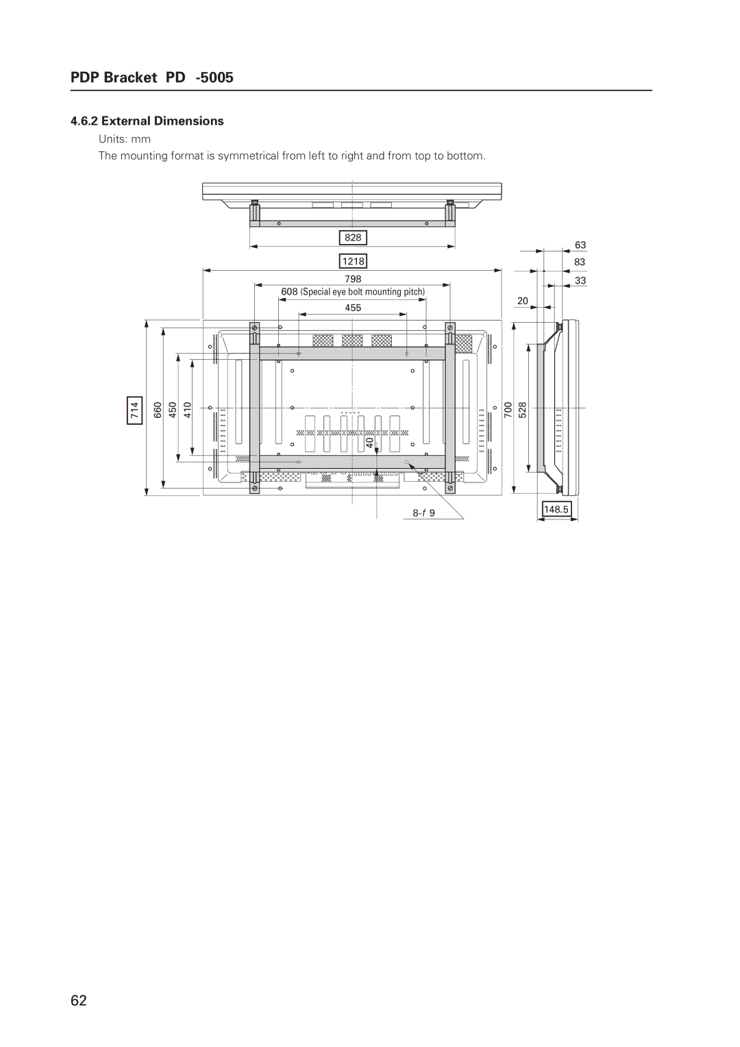 Pioneer 502MX technical manual External Dimensions 