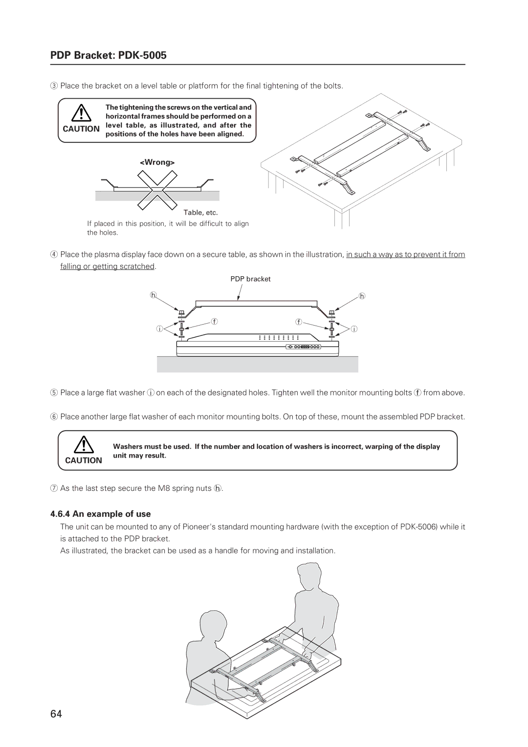 Pioneer 502MX technical manual An example of use, Wrong, As the last step secure the M8 spring nuts h 