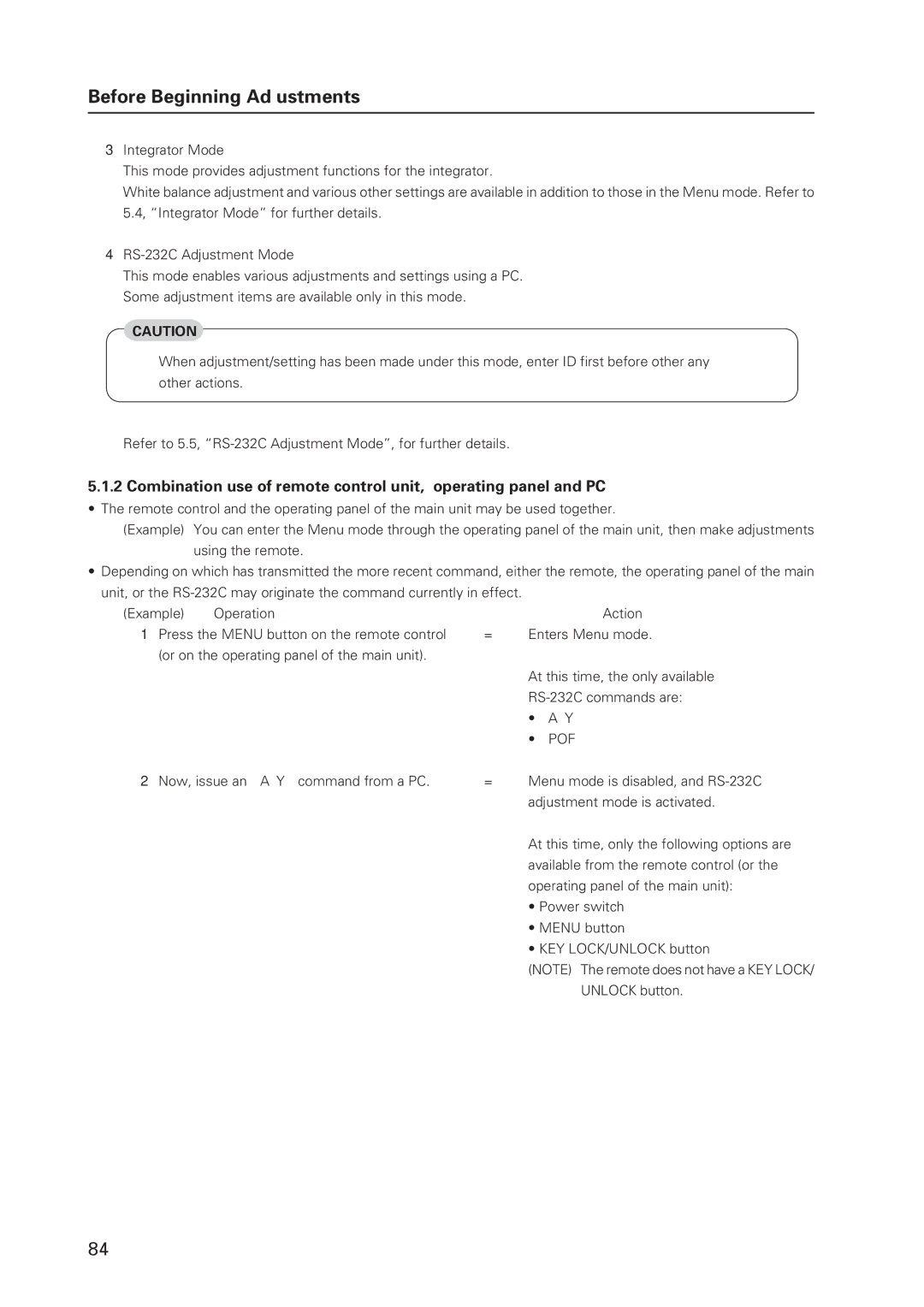 Pioneer 502MX technical manual Adjustment mode is activated 