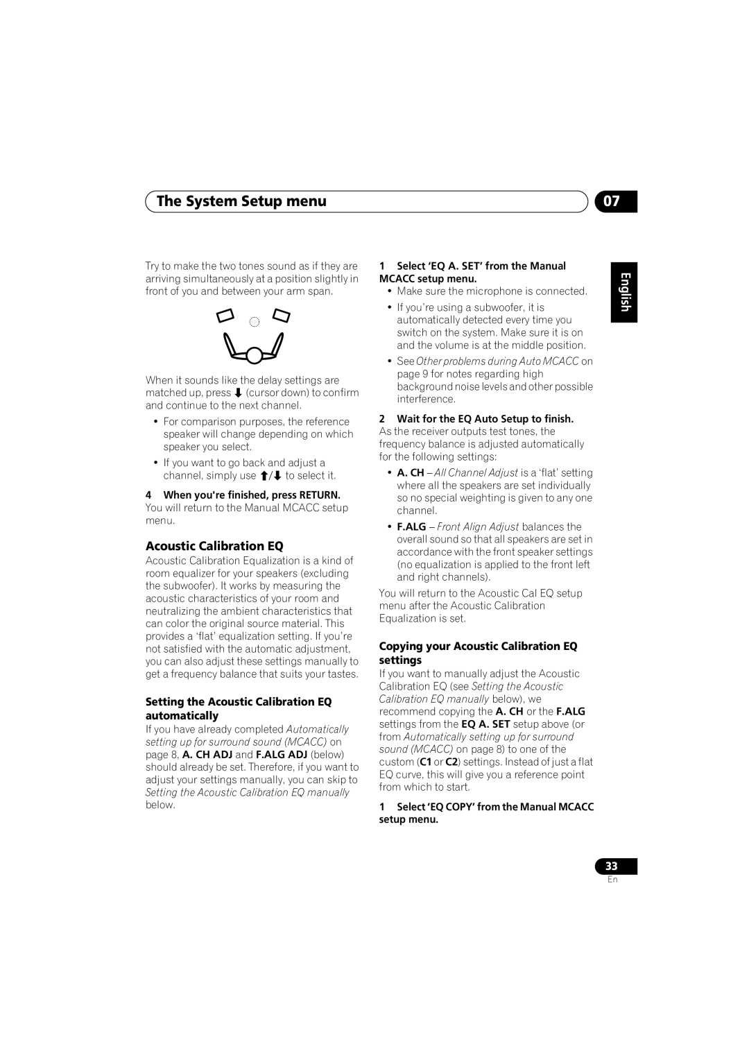 Pioneer VSX-416-S/-K Setting the Acoustic Calibration EQ automatically, Copying your Acoustic Calibration EQ settings 