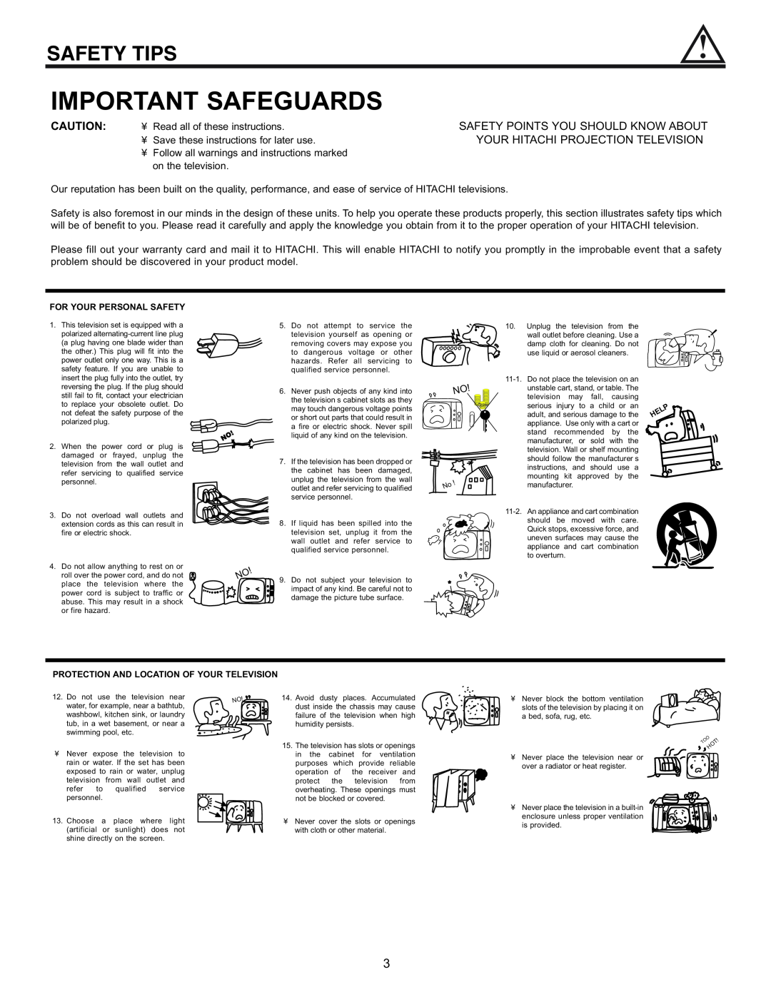 Pioneer 61SBX59B Important Safeguards, Safety Tips, Read all of these instructions, Save these instructions for later use 