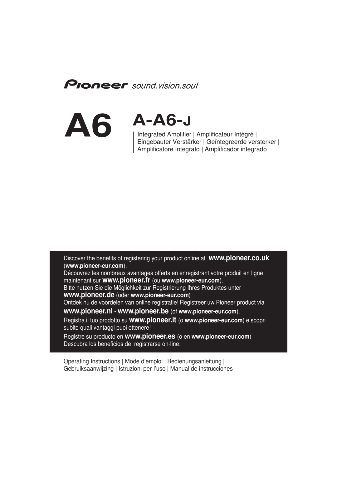 Pioneer manual A6 A-A6-J, Integrated Amplifier Amplificateur Intégré, Amplificatore Integrato Amplificador integrado 